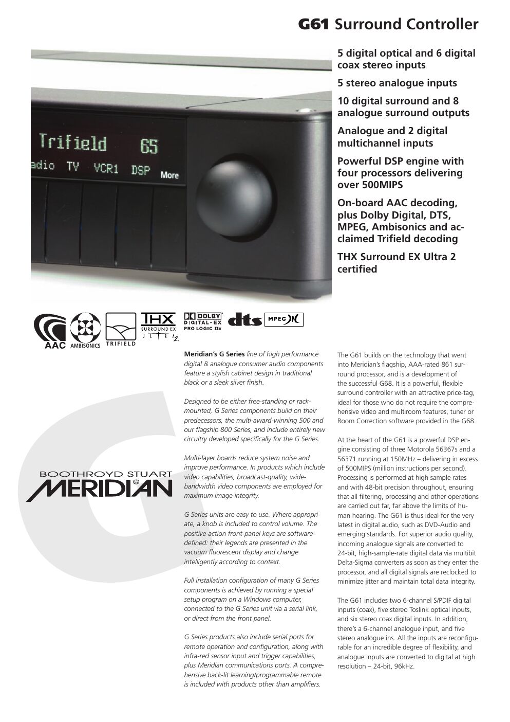 meridian audio g 61 brochure