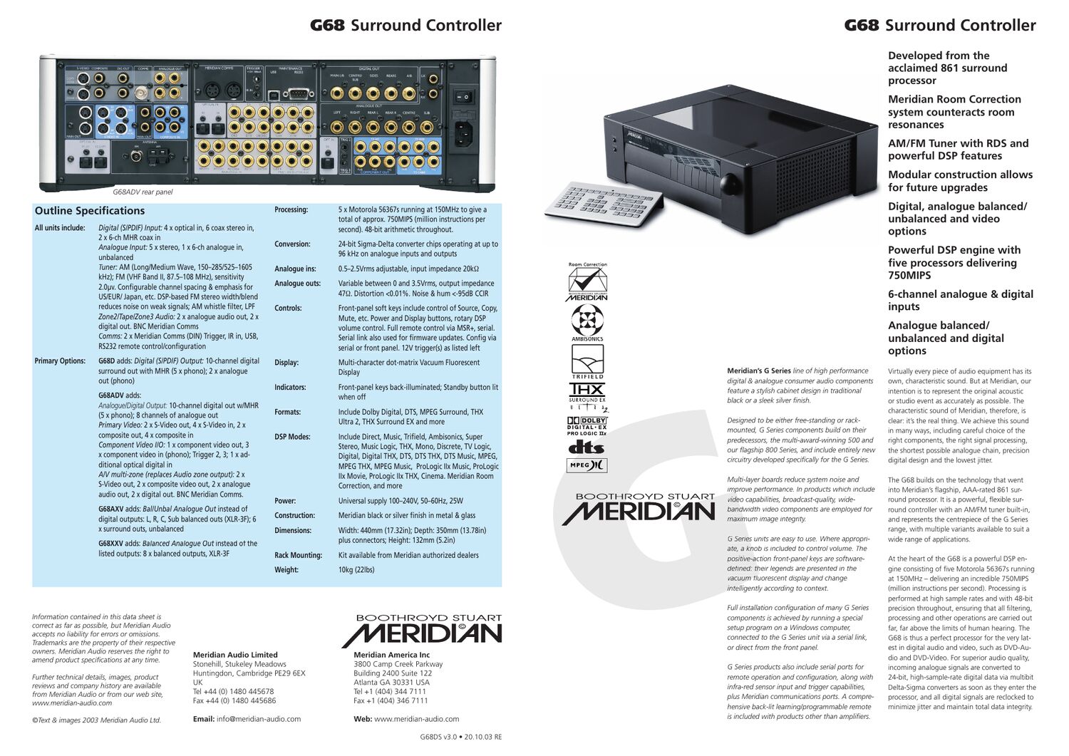 meridian audio g 68 brochure