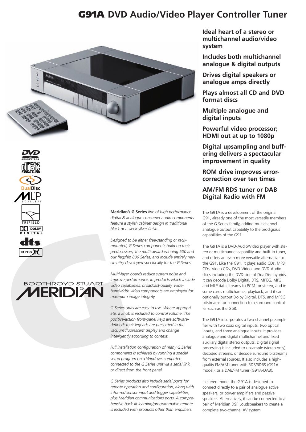 meridian audio g 91 a brochure