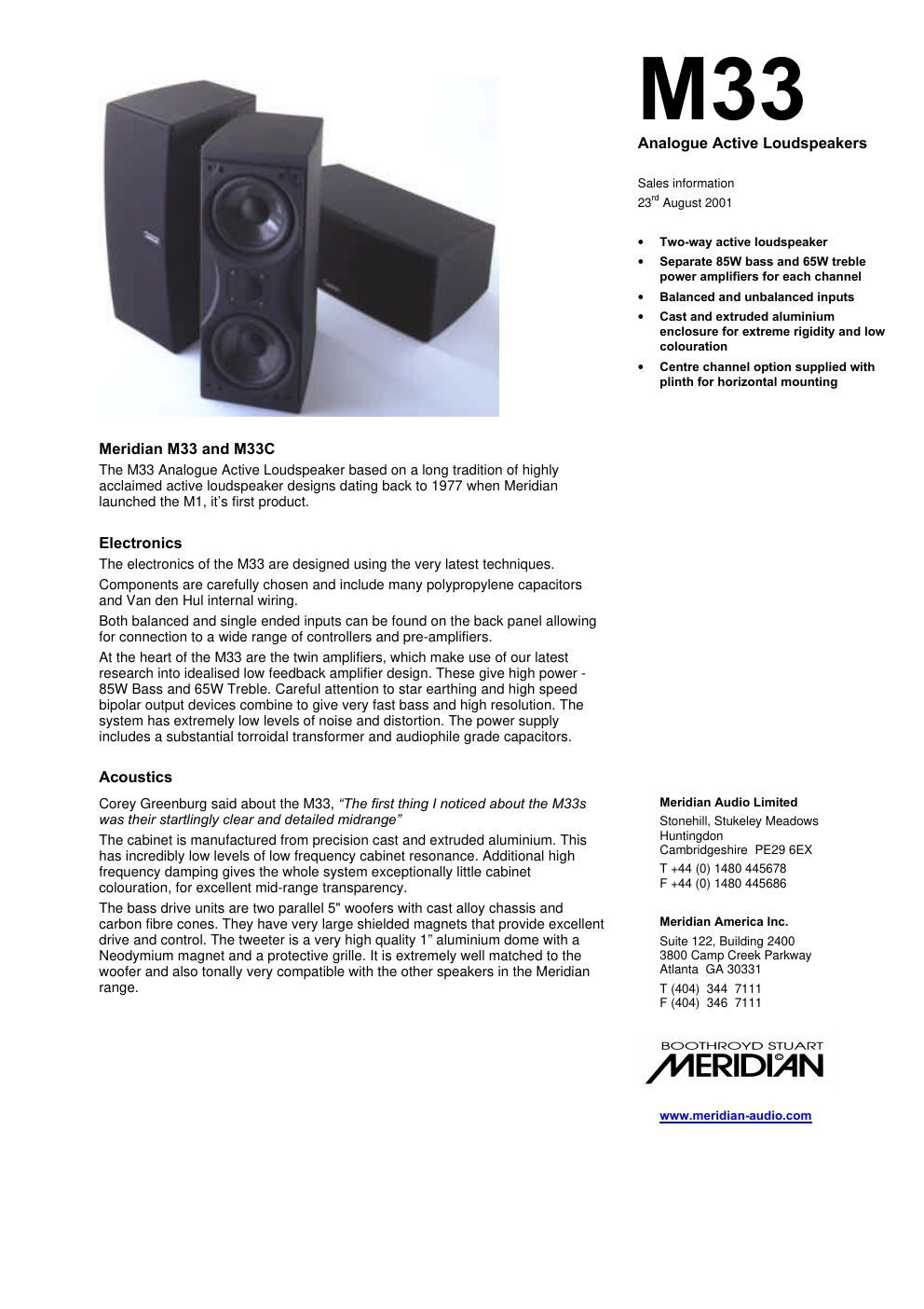 meridian audio m 33 brochure