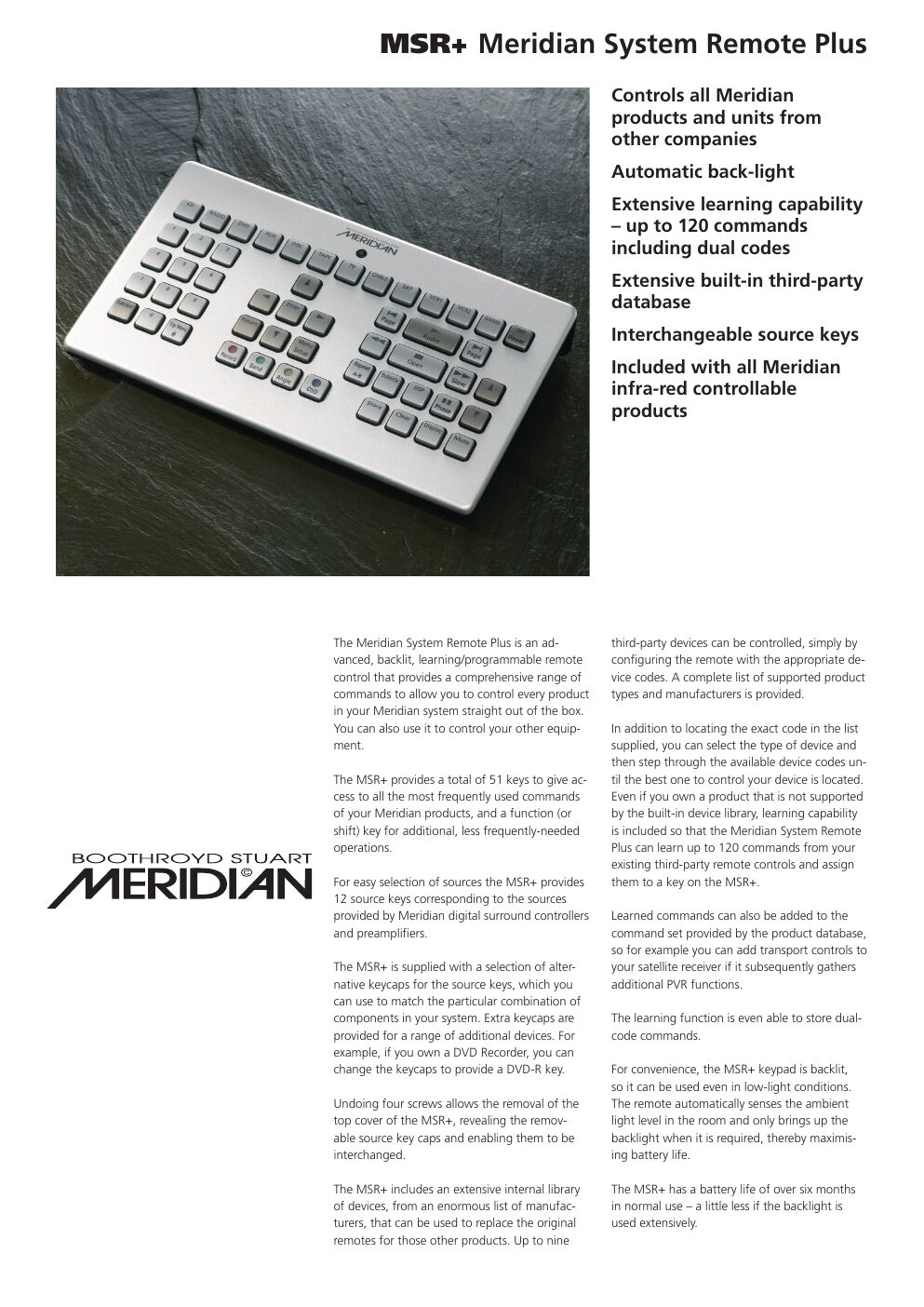 meridian audio msr brochure