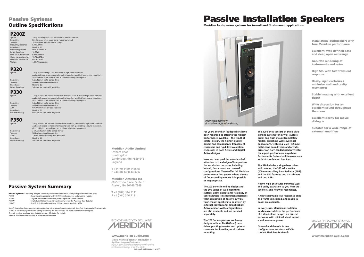 meridian audio p 200 z brochure