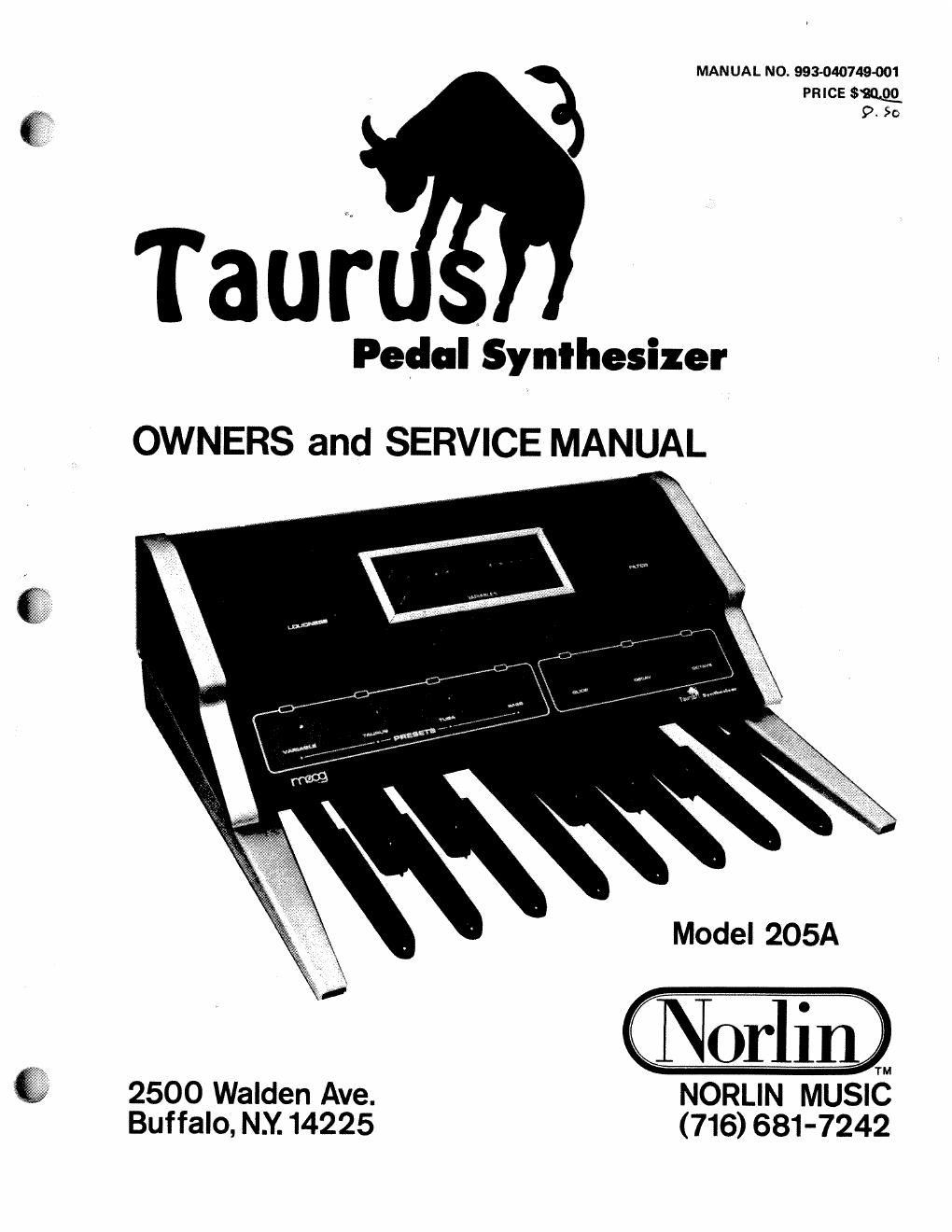 moog taurus model 205a owners service manual