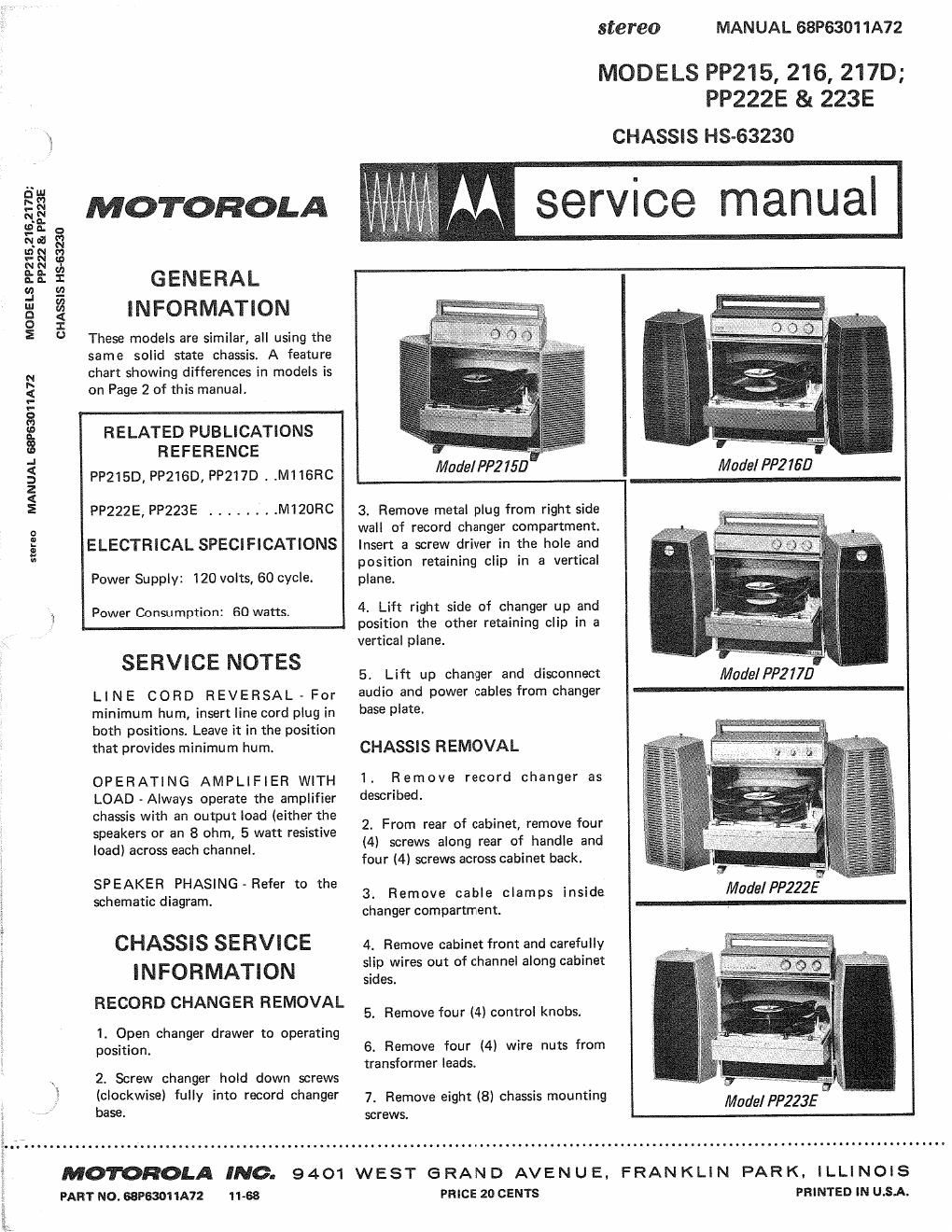 motorola pp 222 e service manual