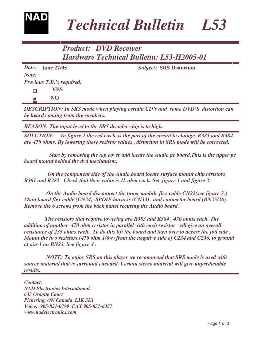 Nad L 53 Technical Bulletin