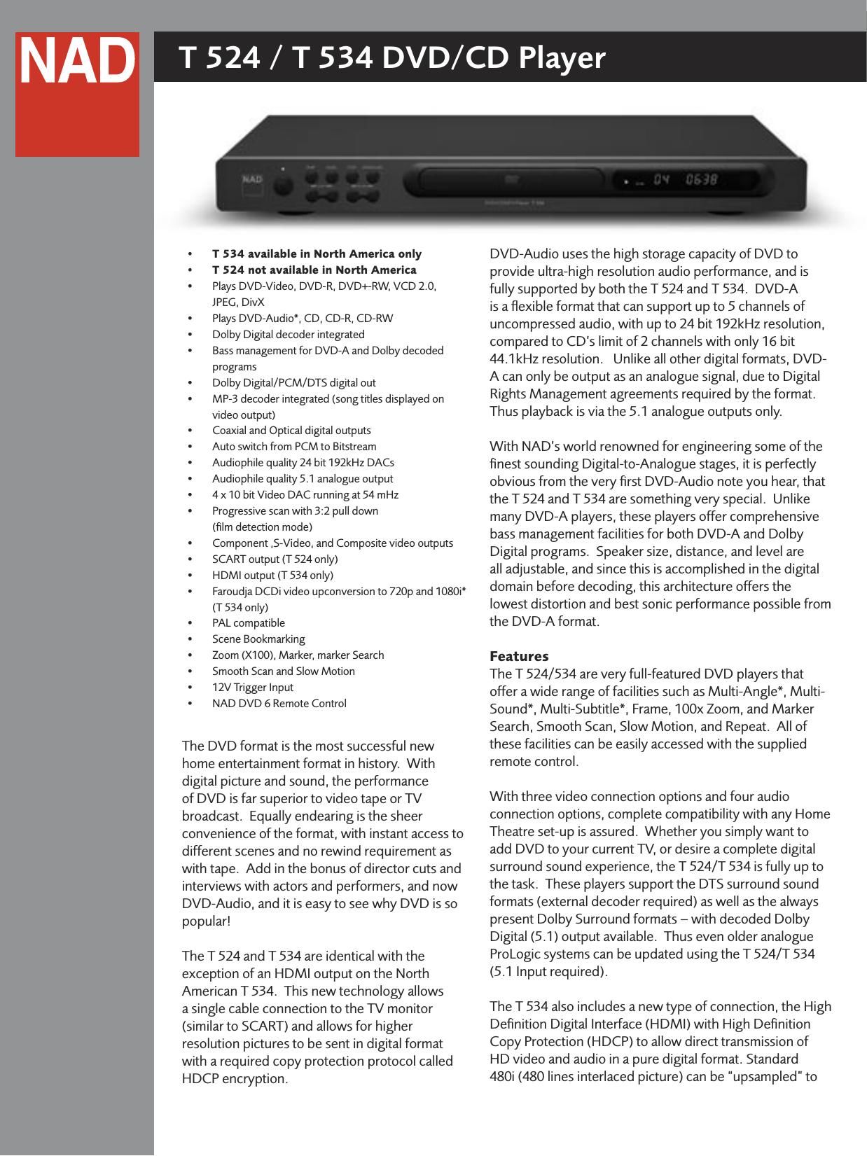 Nad T 534 Brochure