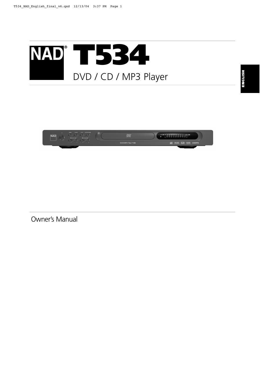 Nad T 534 Owners Manual