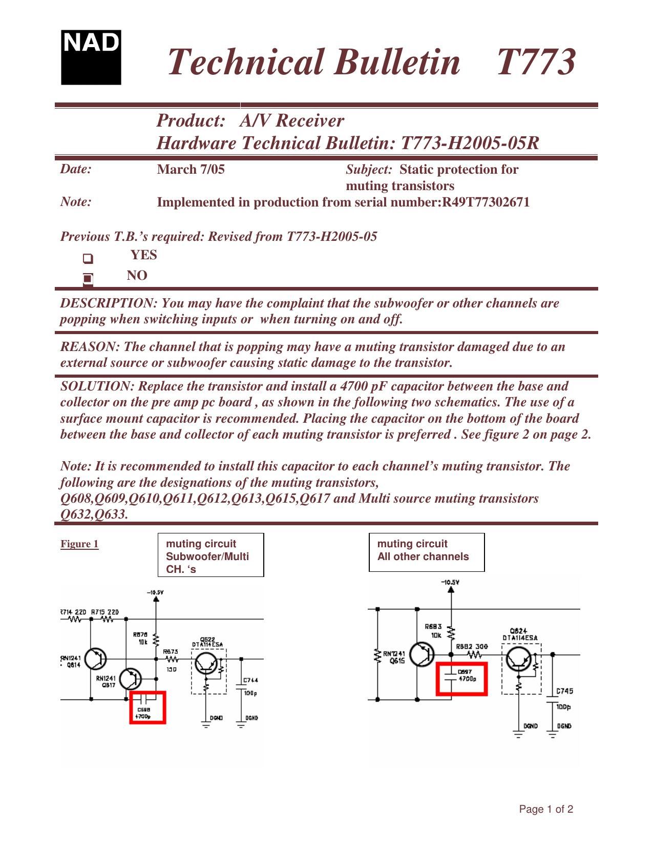 Nad T 773 Technical Bulletin