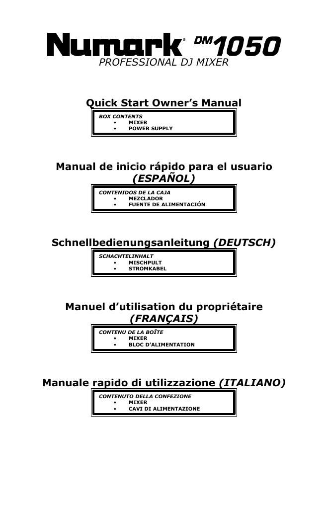 Free Audio Service Manuals - Free download numark dm 1050 en