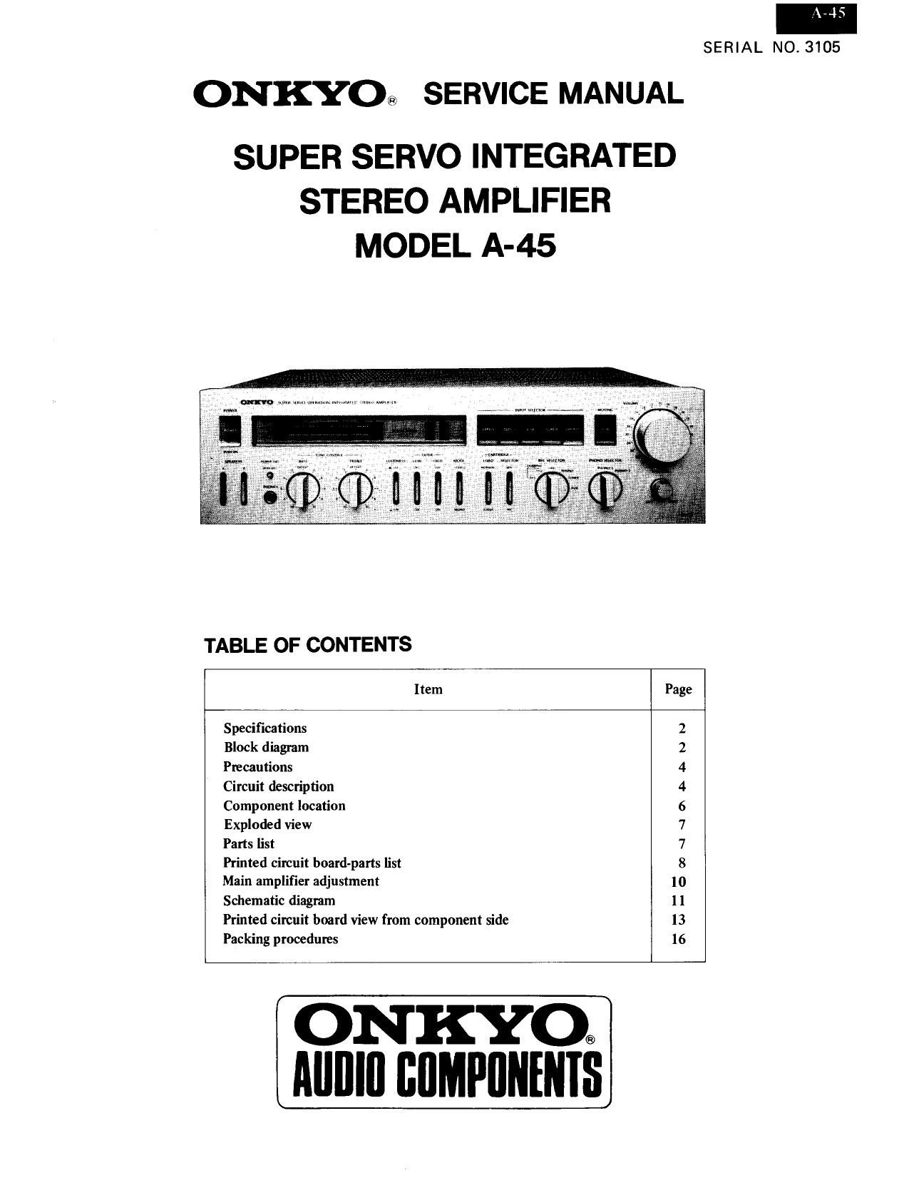 Onkyo A 45 Service Manual