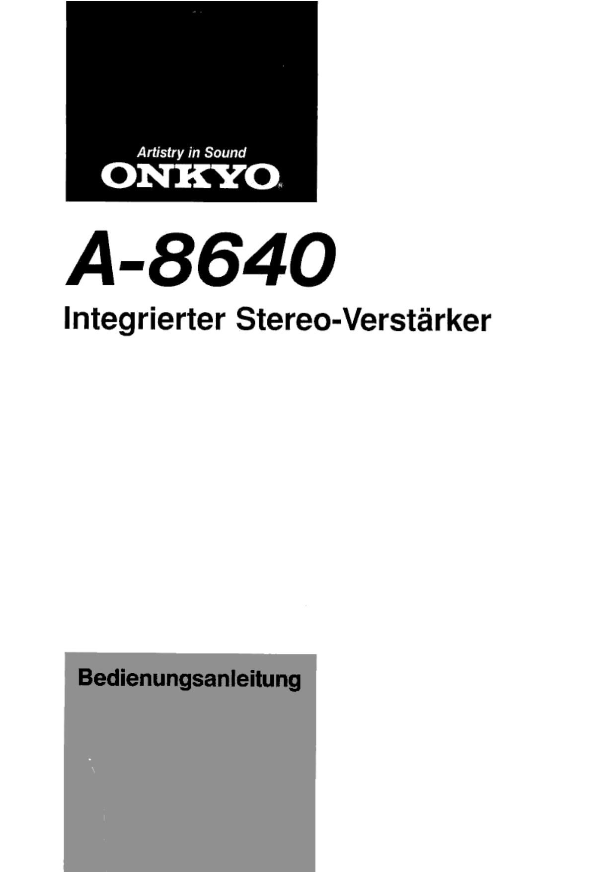 Onkyo A 8640 Owners Manual