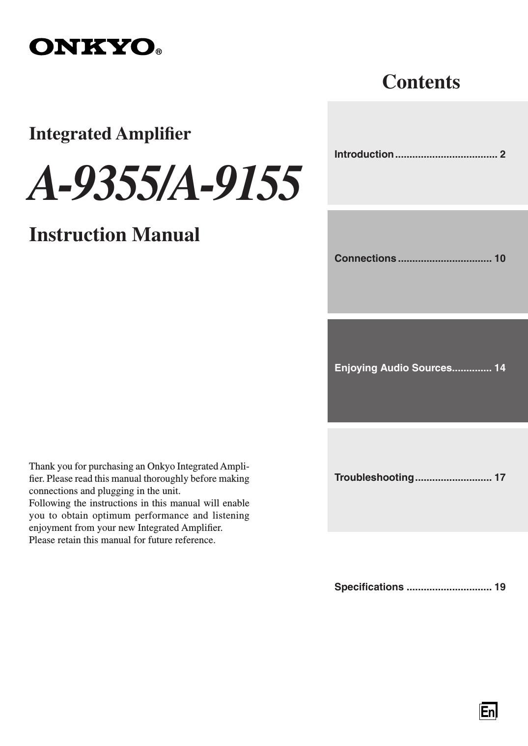 Onkyo A 9155 Owners Manual