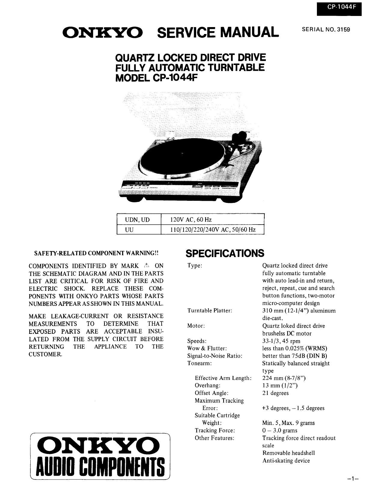 Onkyo CP 1044 F Service Manual