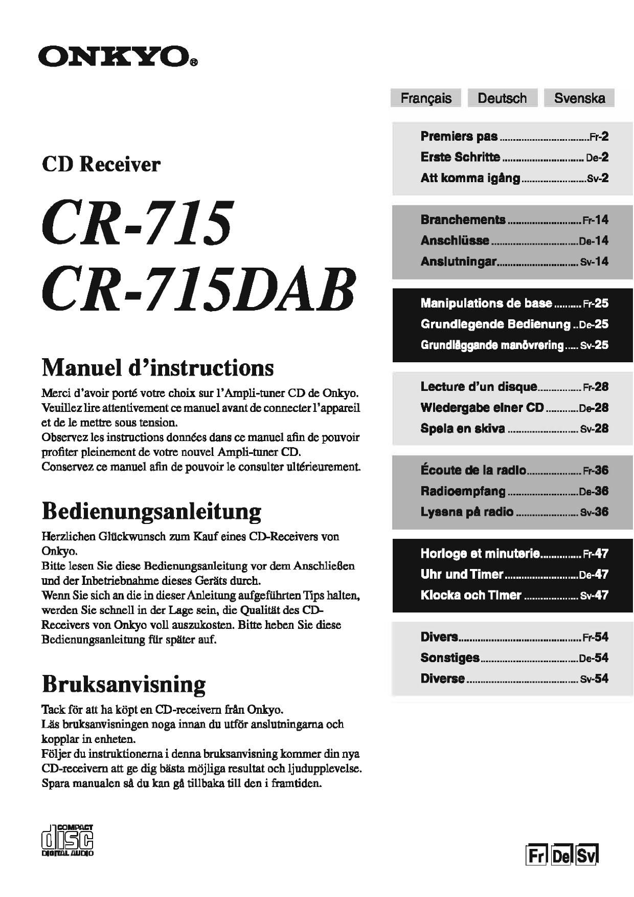 Onkyo CR 715 Owners Manual