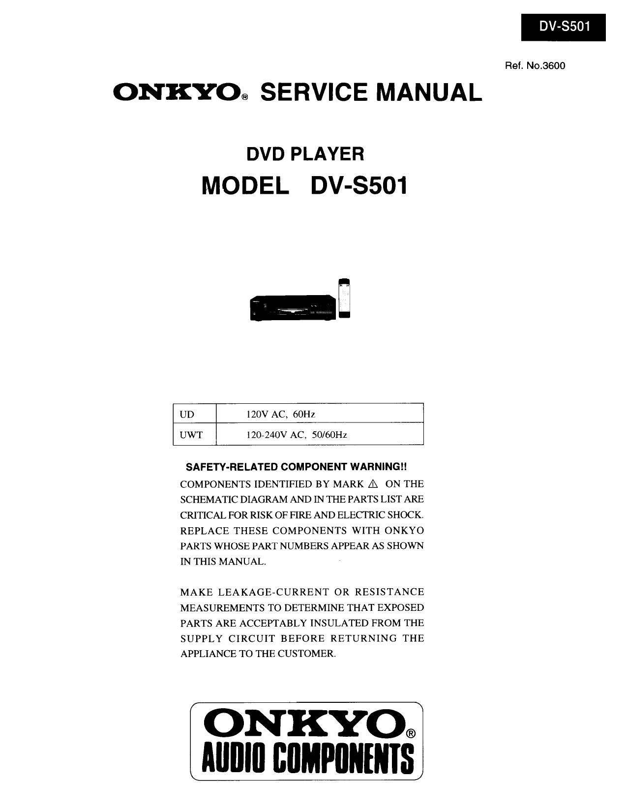 Onkyo DVS 501 Service Manual