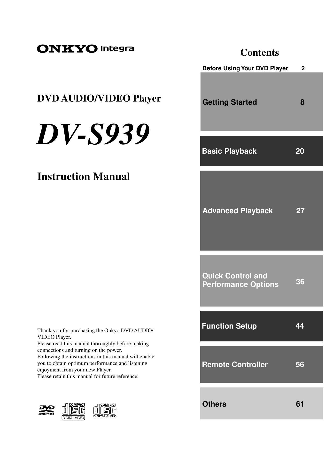 Onkyo DVS 939 Owners Manual