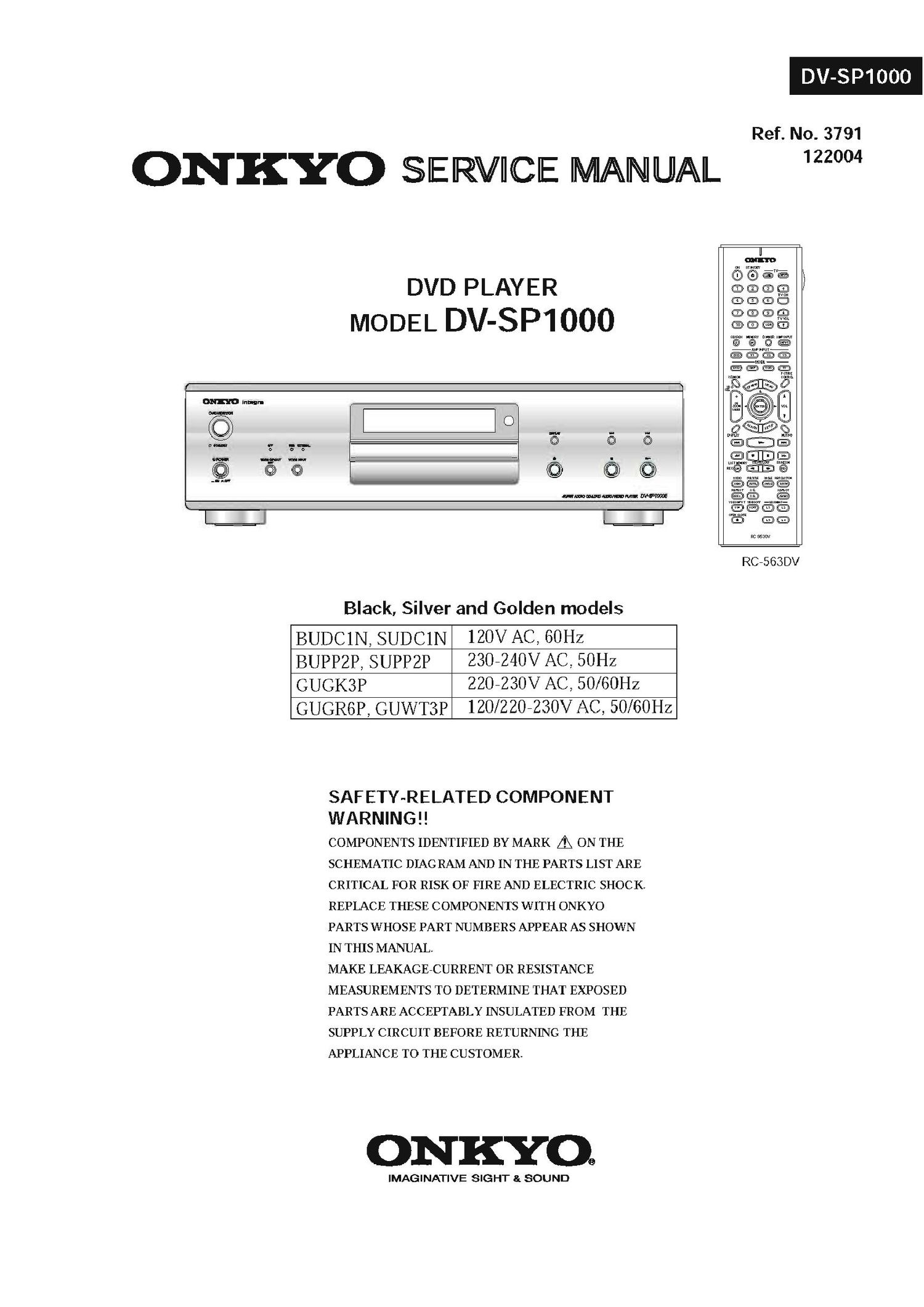 Onkyo DVSP 1000 Service Manual