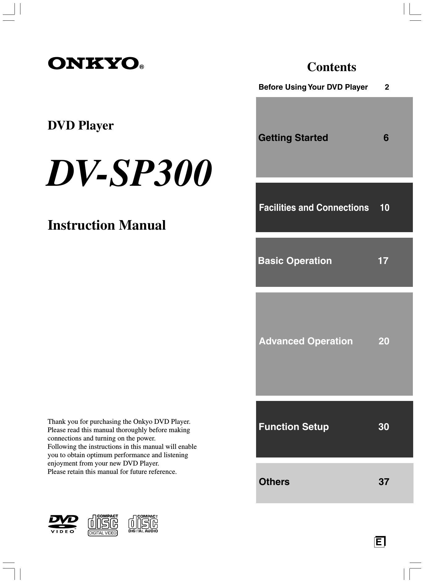 Onkyo DVSP 300 Owners Manual