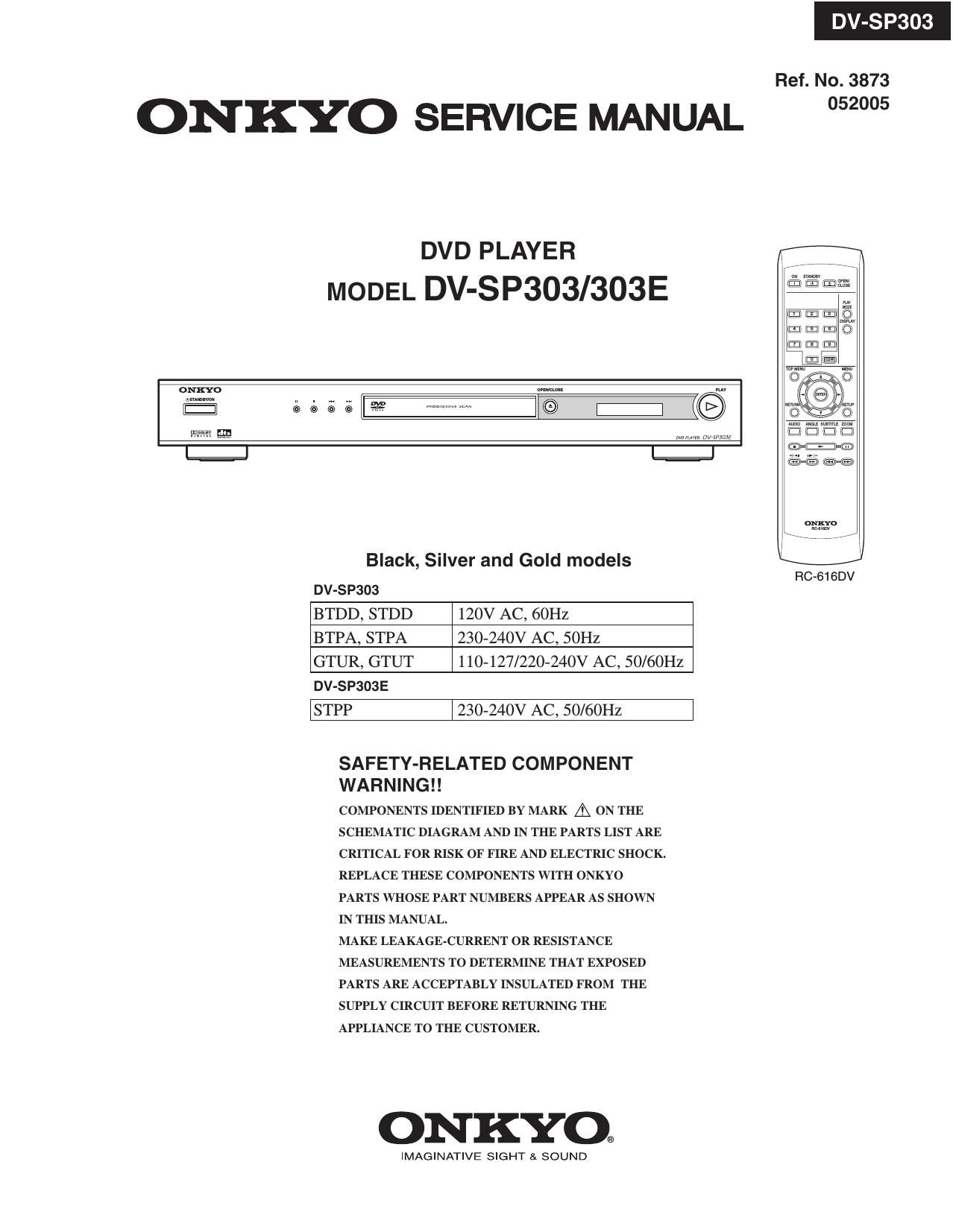 Onkyo DVSP 303 Service Manual