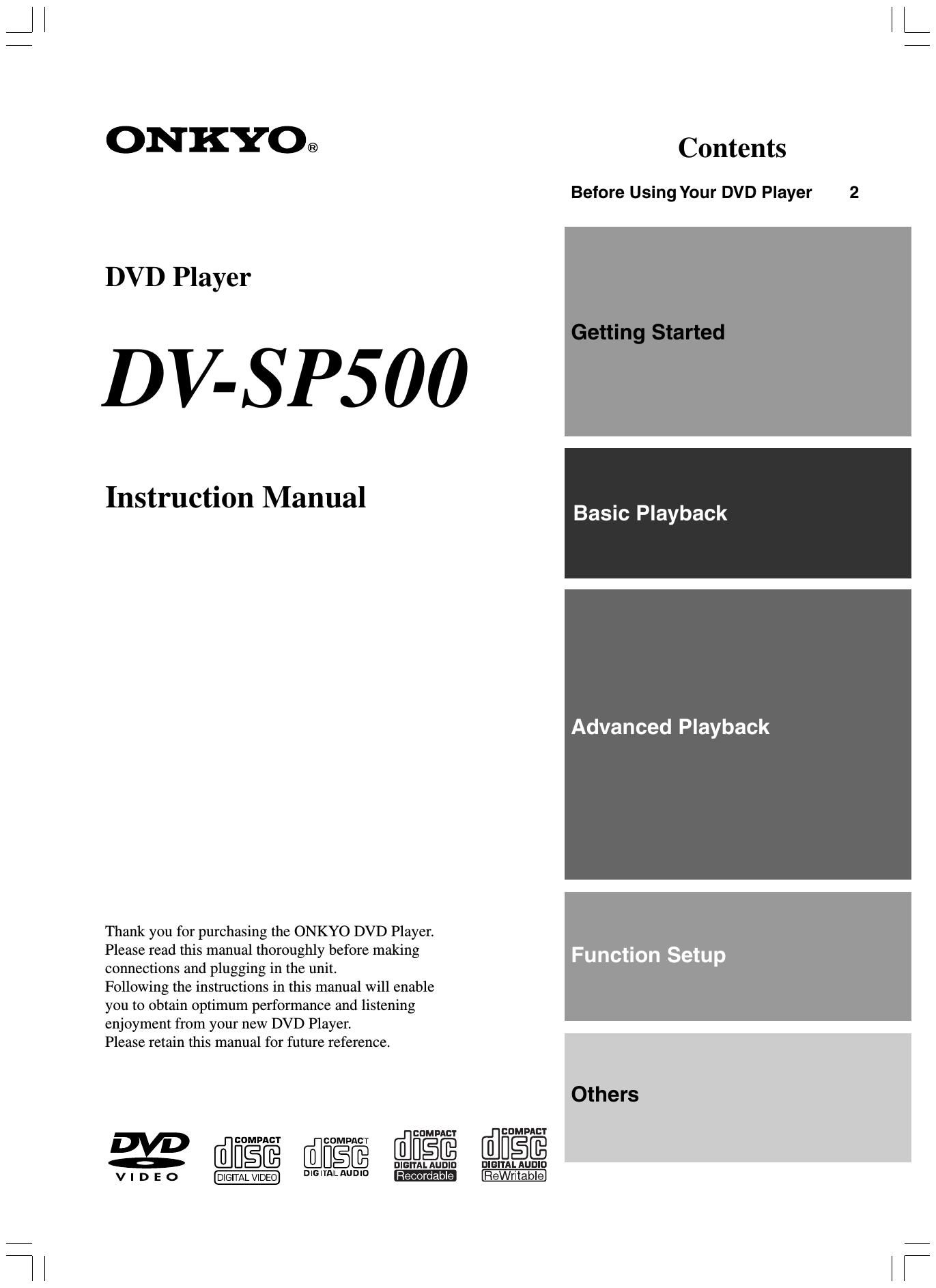 Onkyo DVSP 500 Owners Manual