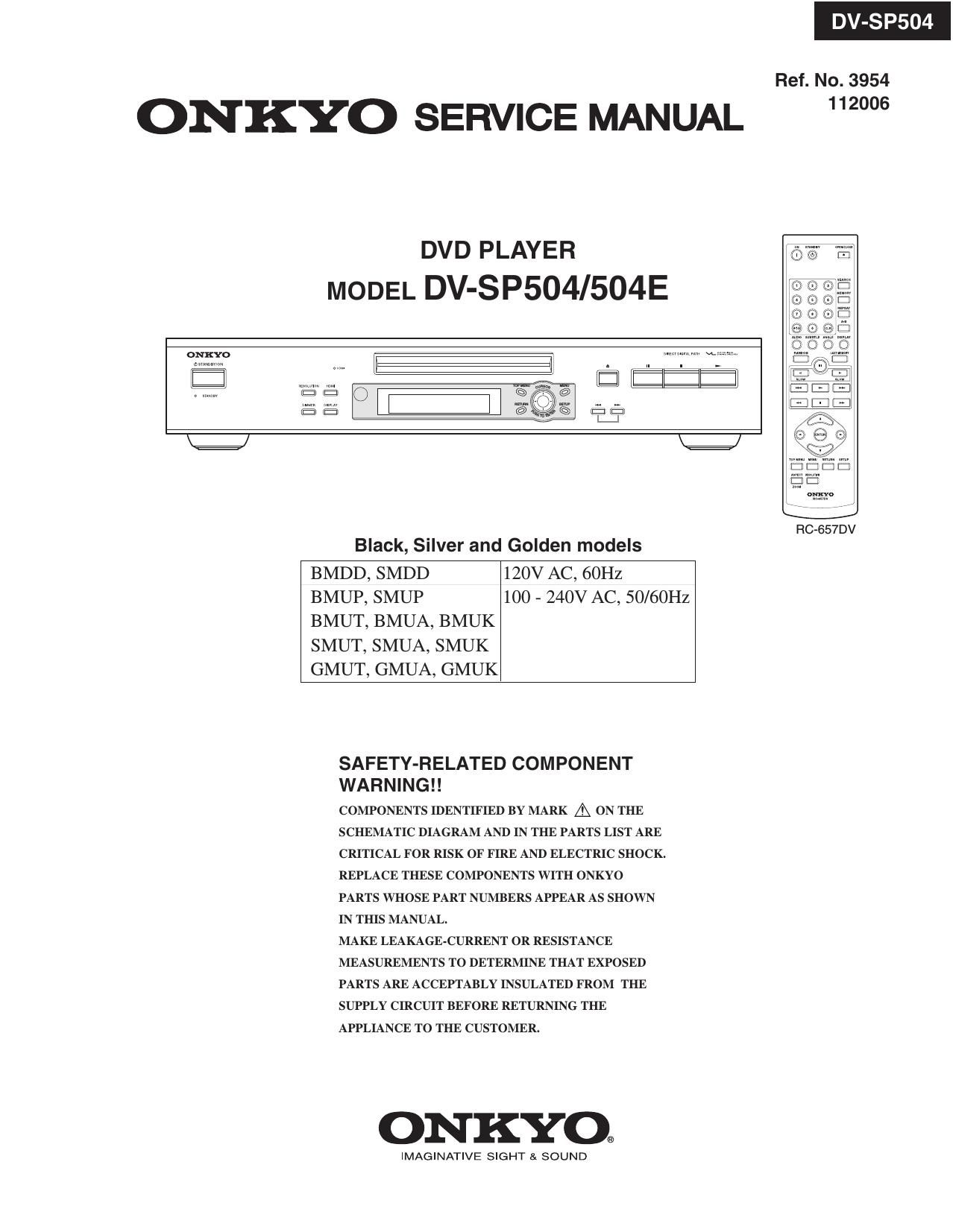 Onkyo DVSP 504 Service Manual