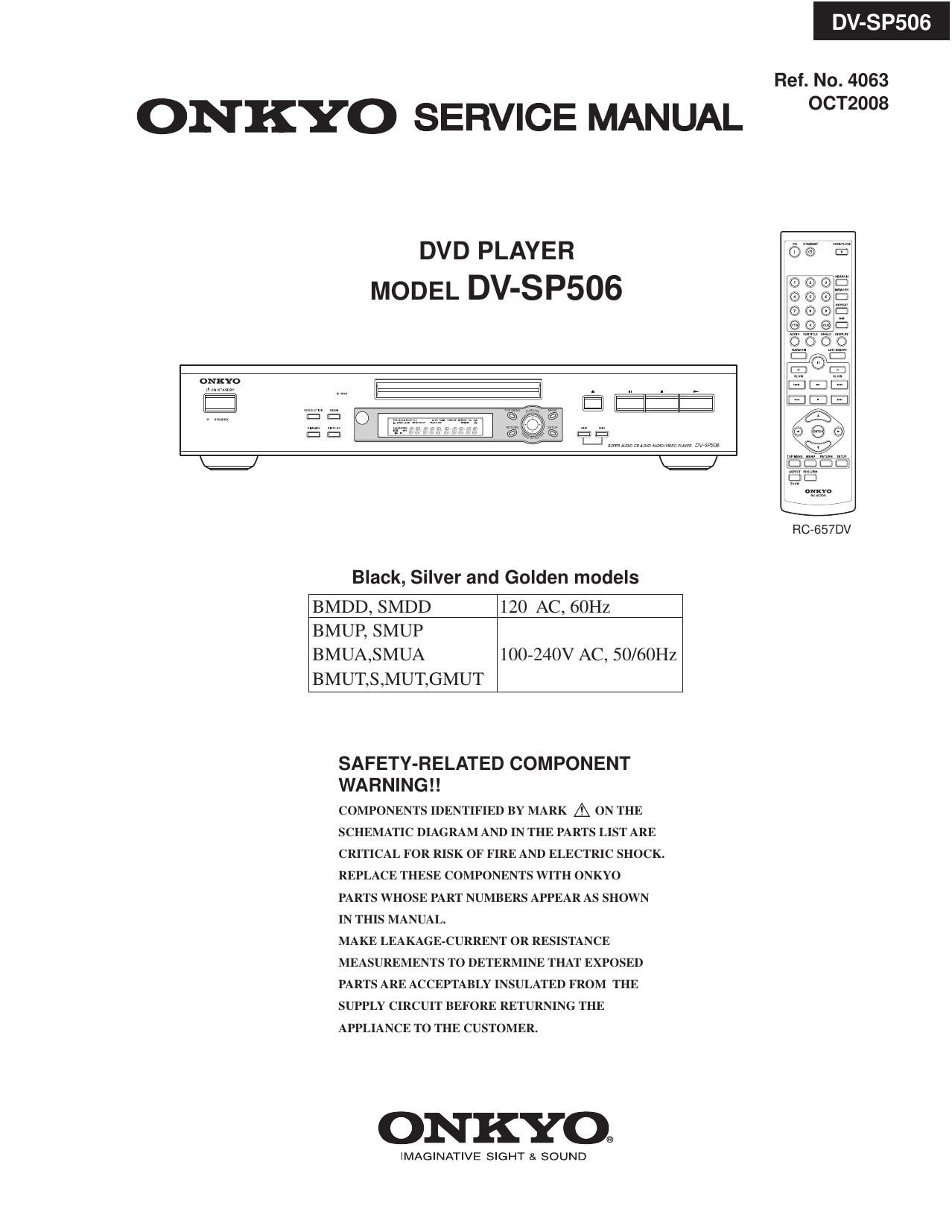 Onkyo DVSP 506 Service Manual