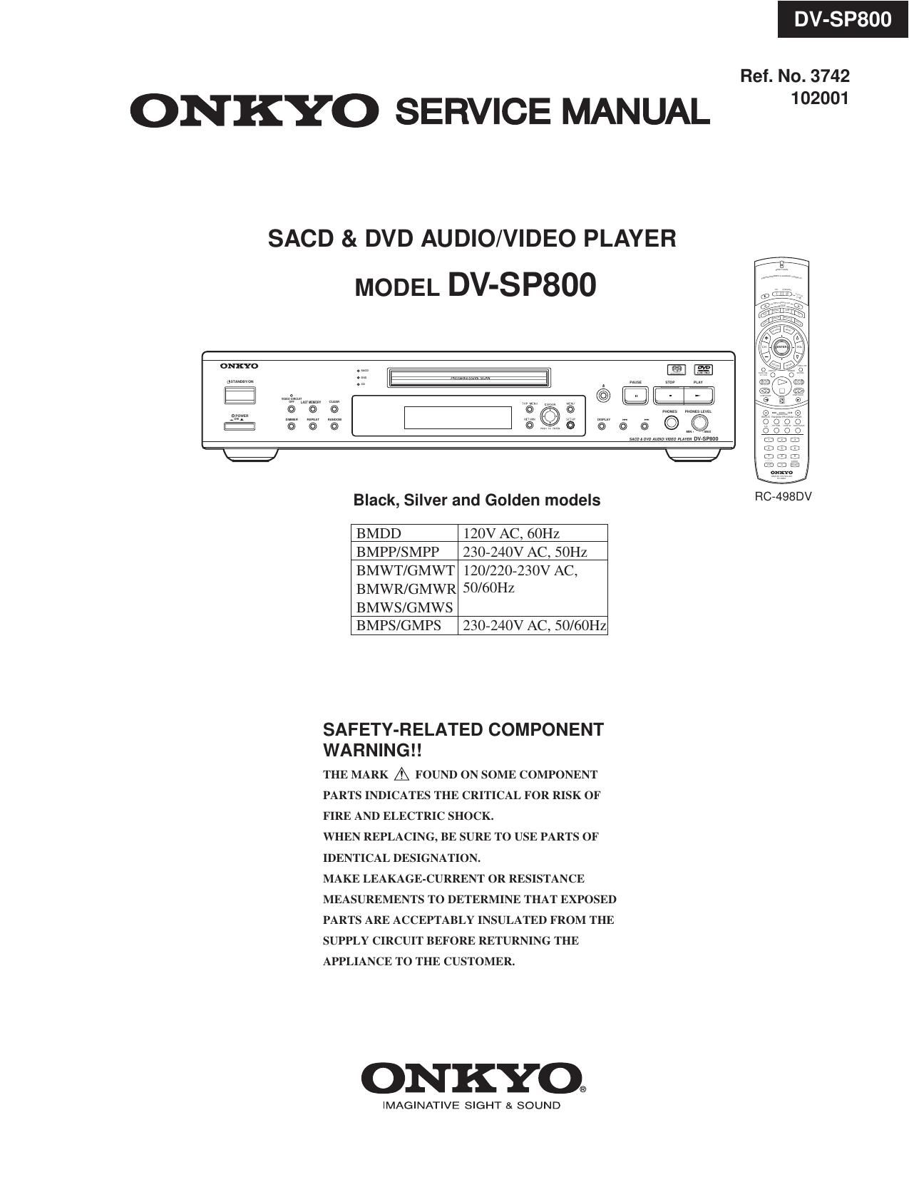 Onkyo DVSP 800 Service Manual