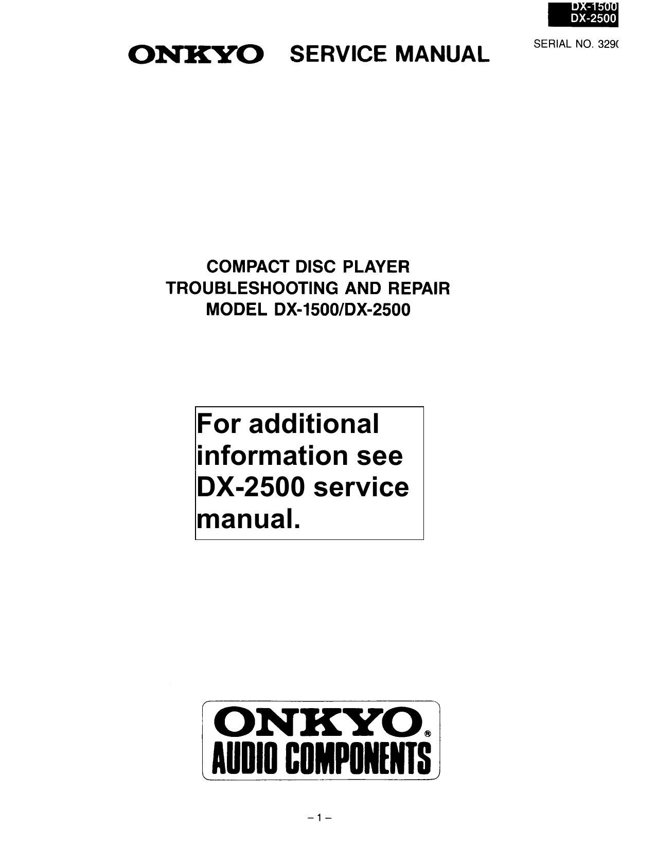 Onkyo DX 1500 Service Manual