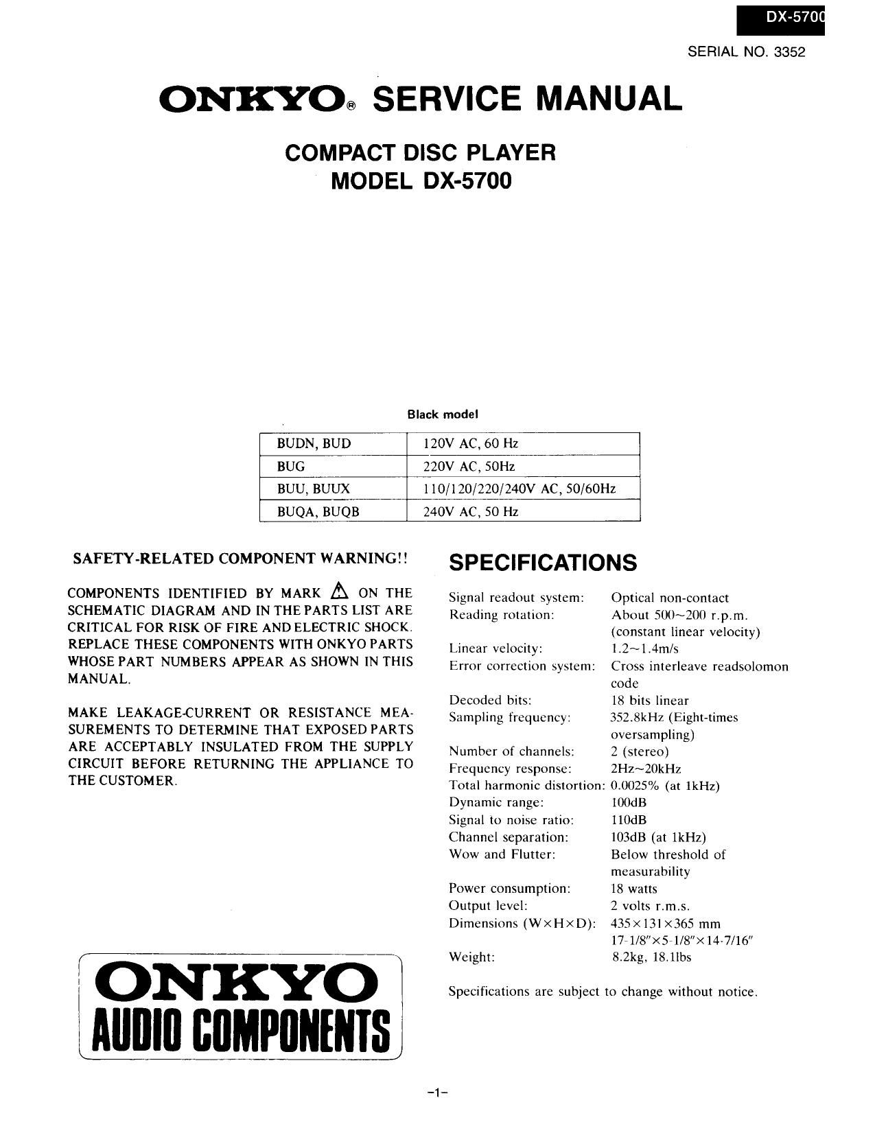 Onkyo DX 5700 Service Manual