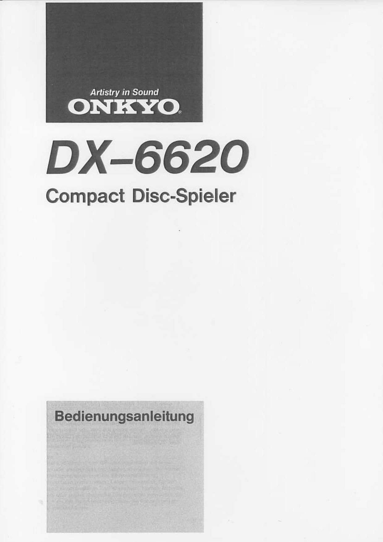 Onkyo DX 6620 Owners Manual