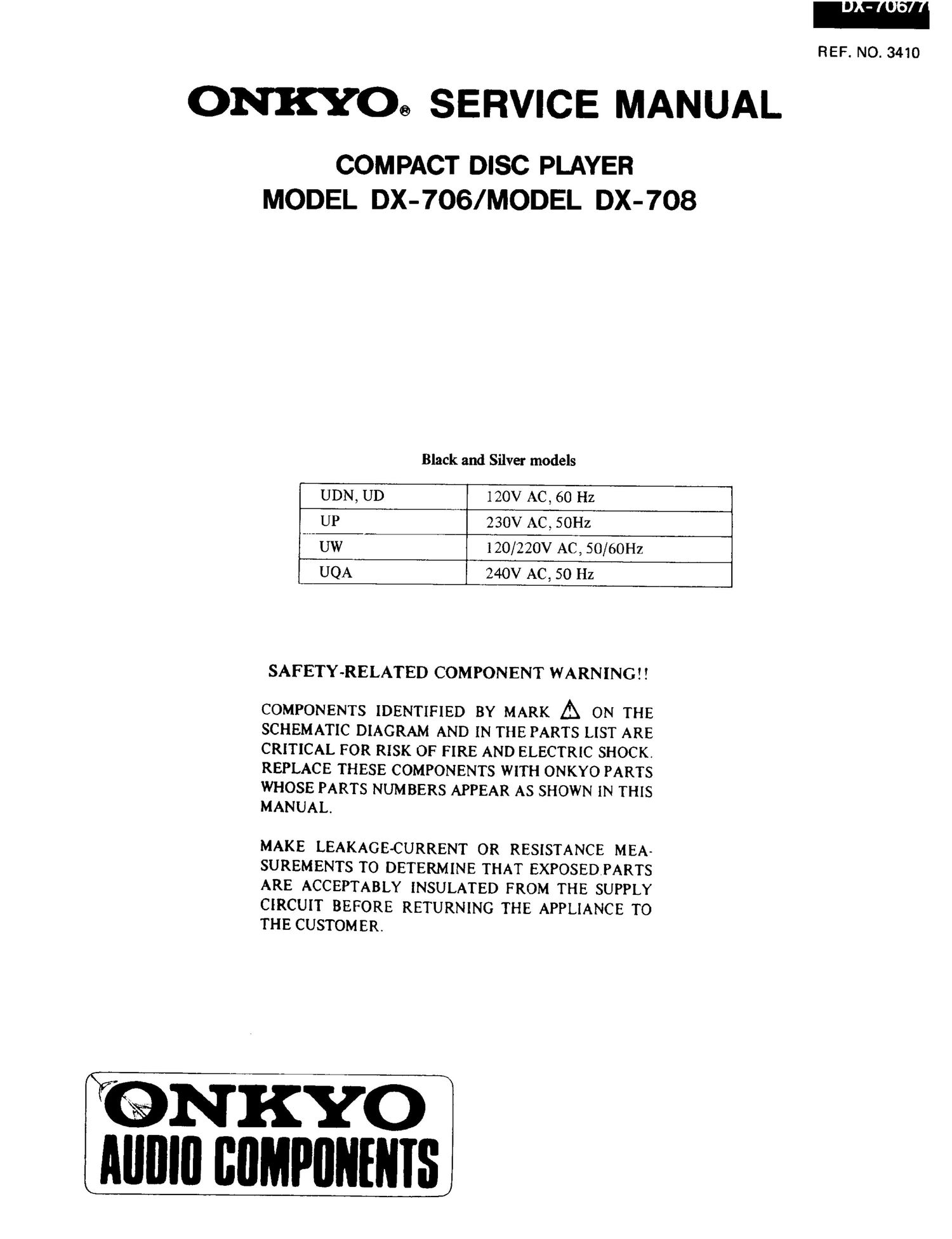 Onkyo DX 706 Service Manual