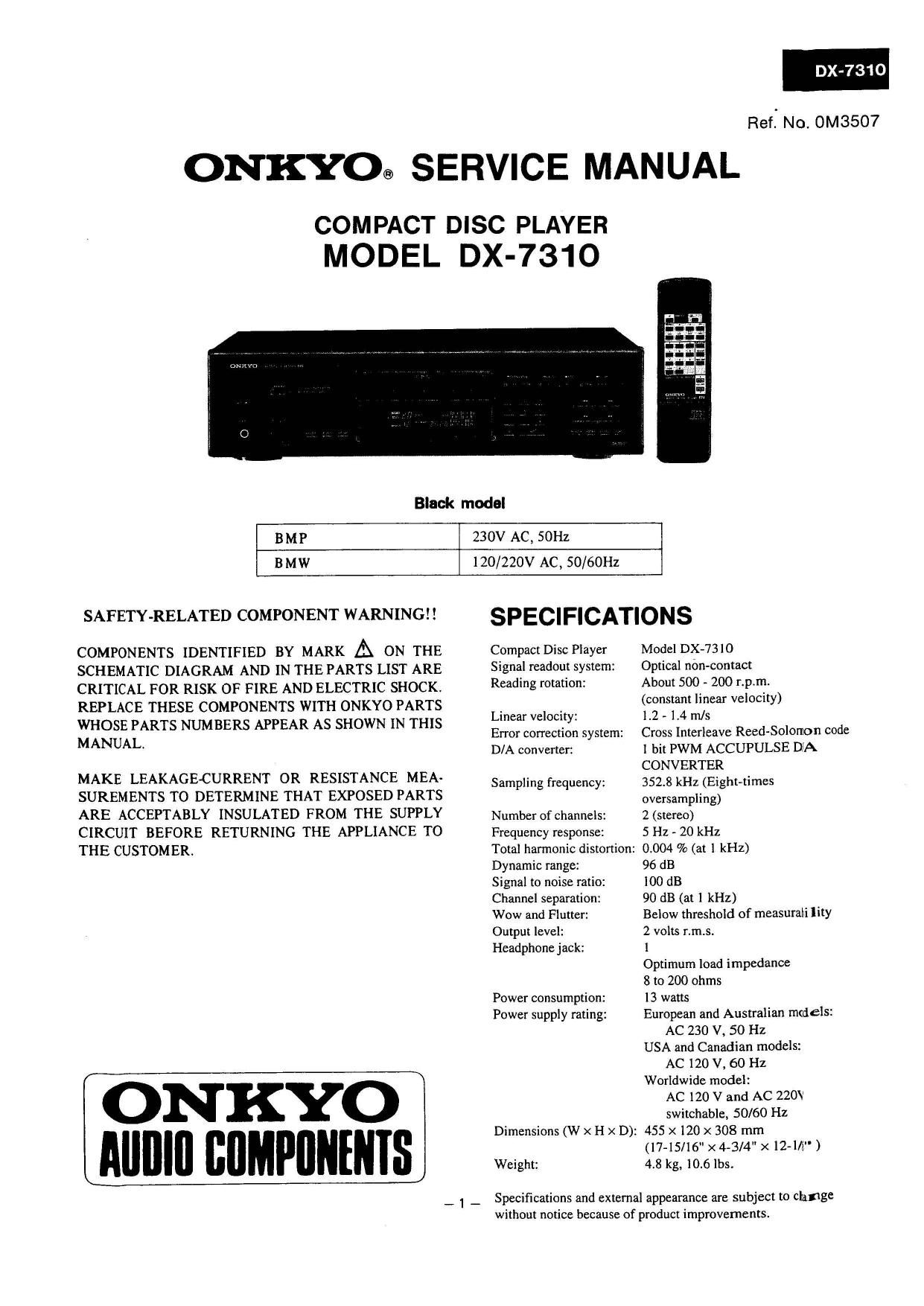 Onkyo DX 7310 Service Manual