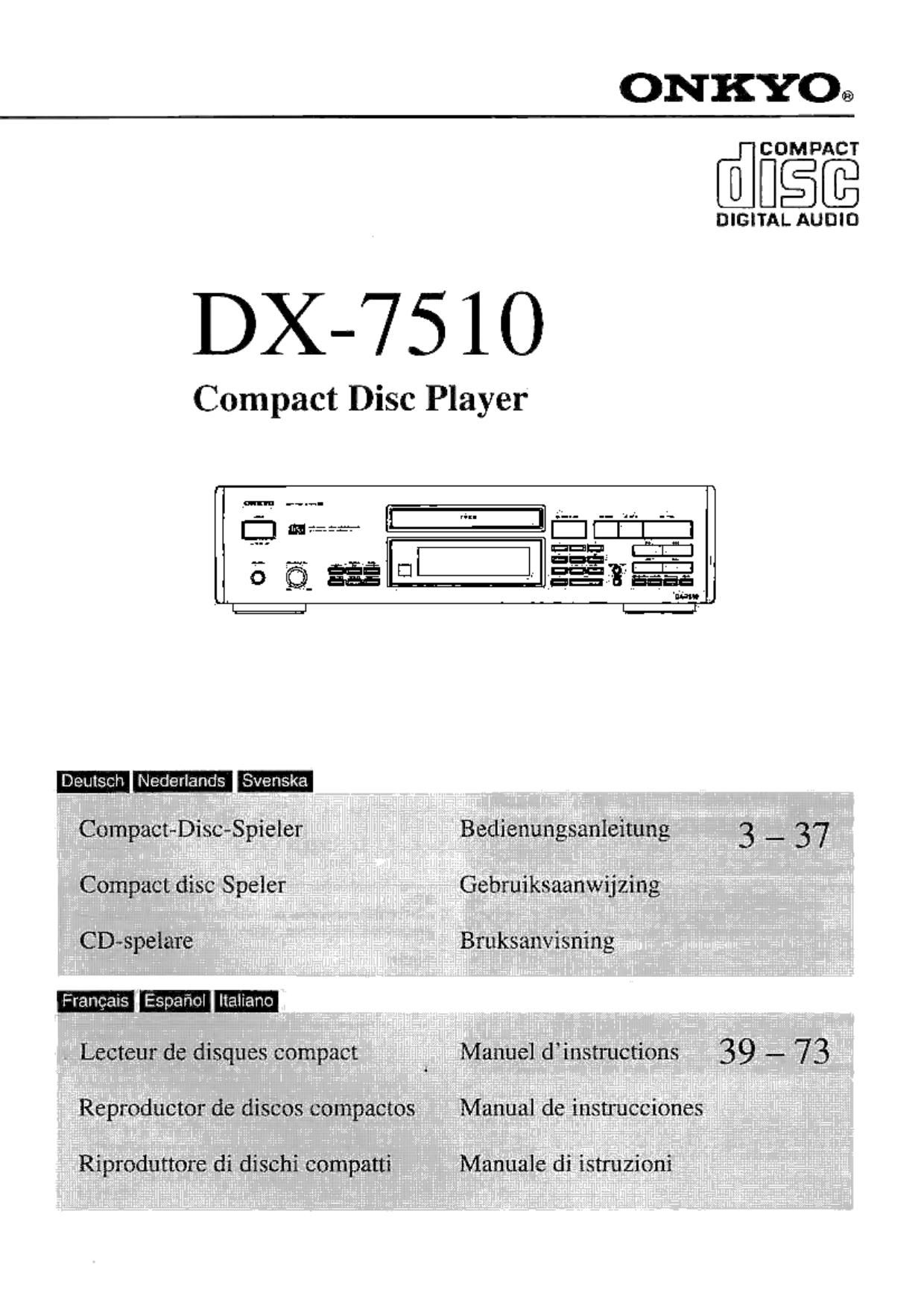 Onkyo DX 7510 Owners Manual