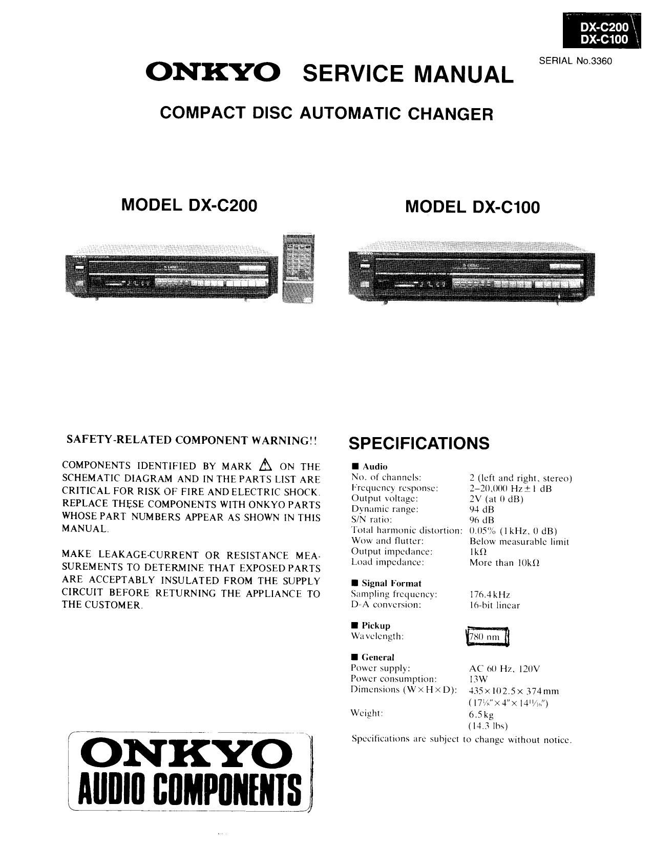 Onkyo DXC 100 Service Manual