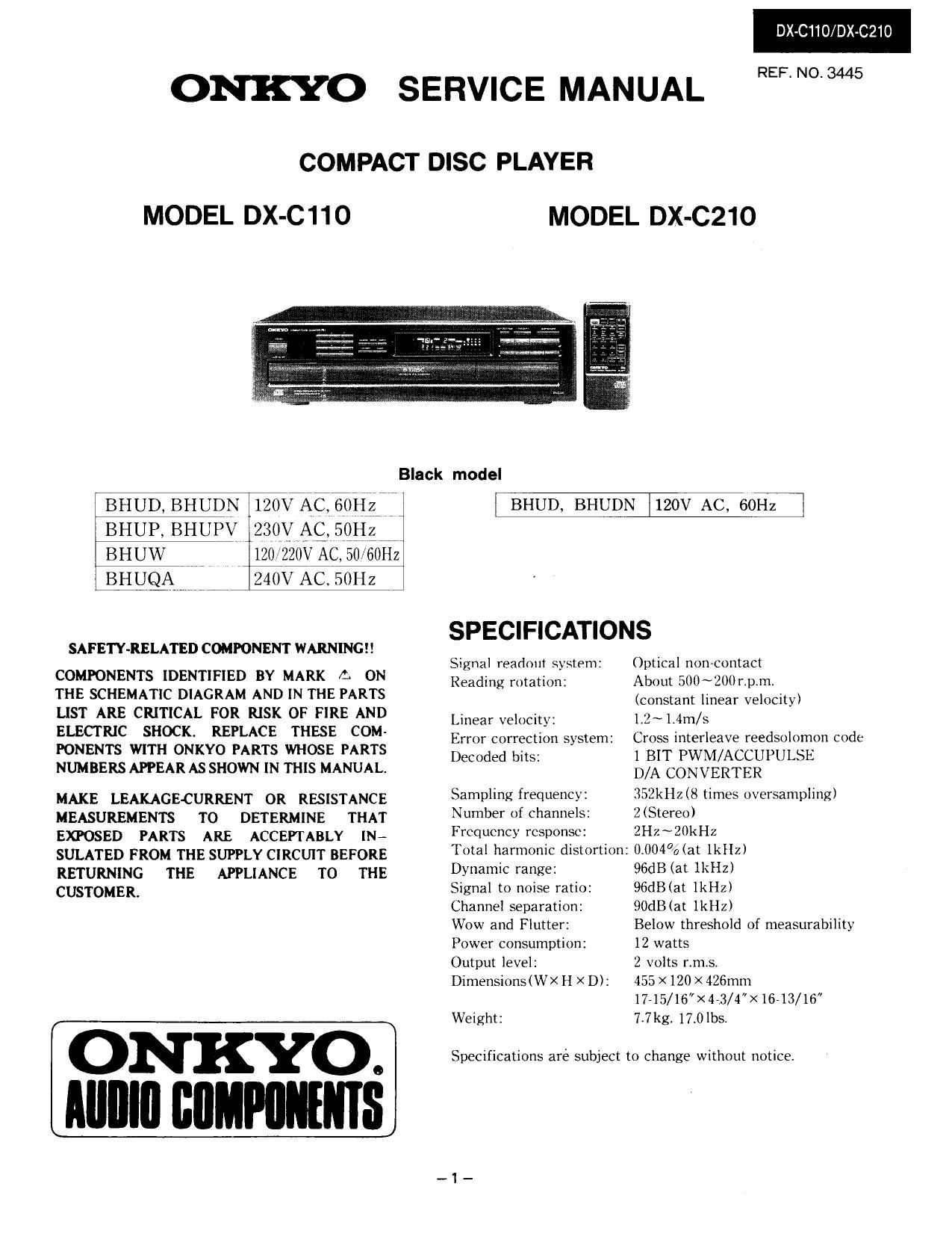 Onkyo DXC 210 Service Manual