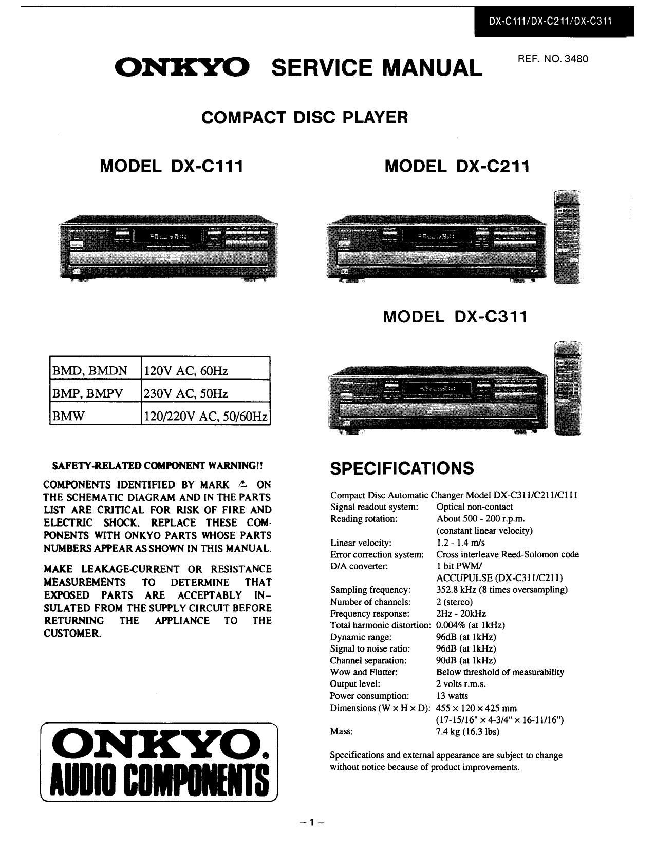 Onkyo DXC 211 Service Manual