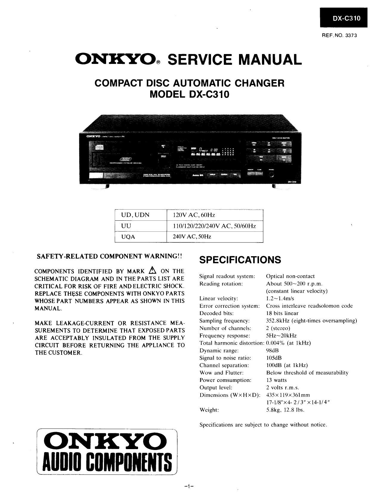 Onkyo DXC 310 Service Manual