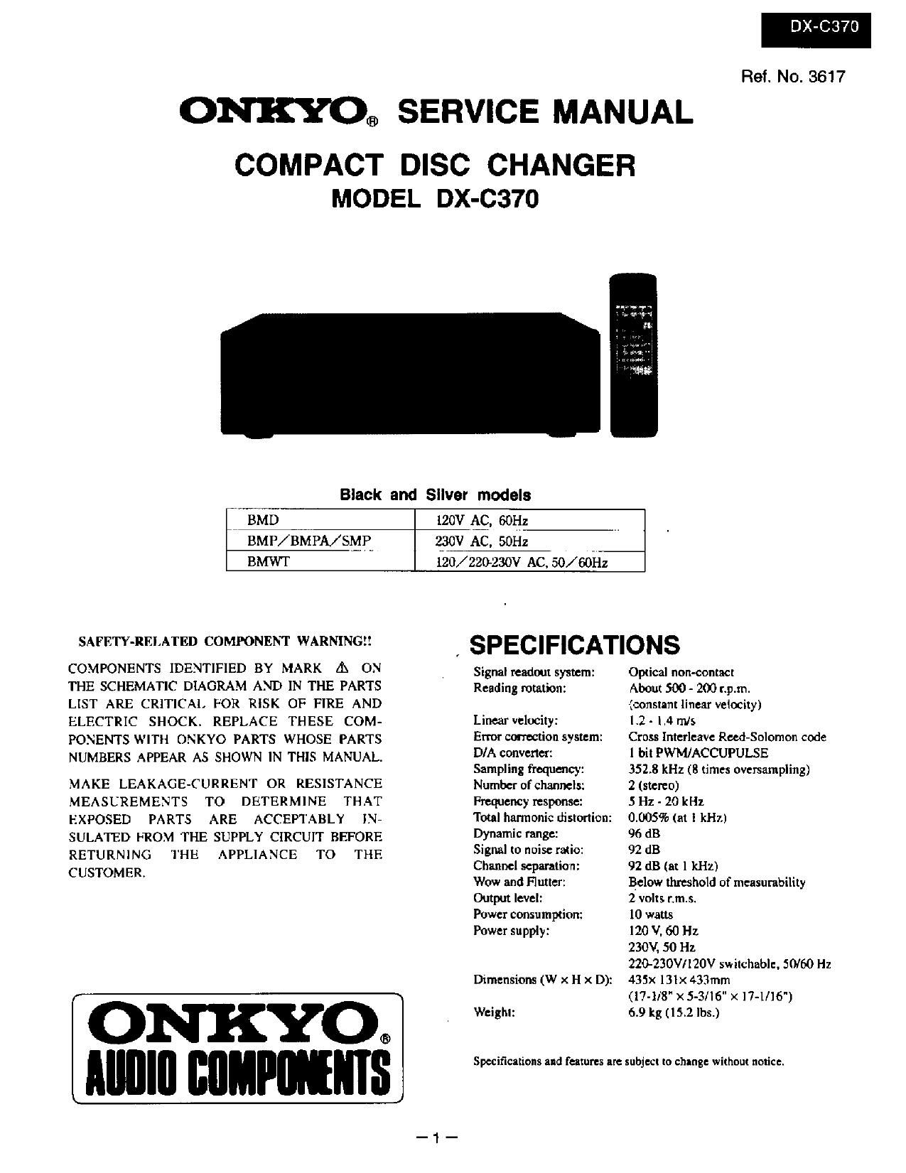 Onkyo DXC 370 Service Manual