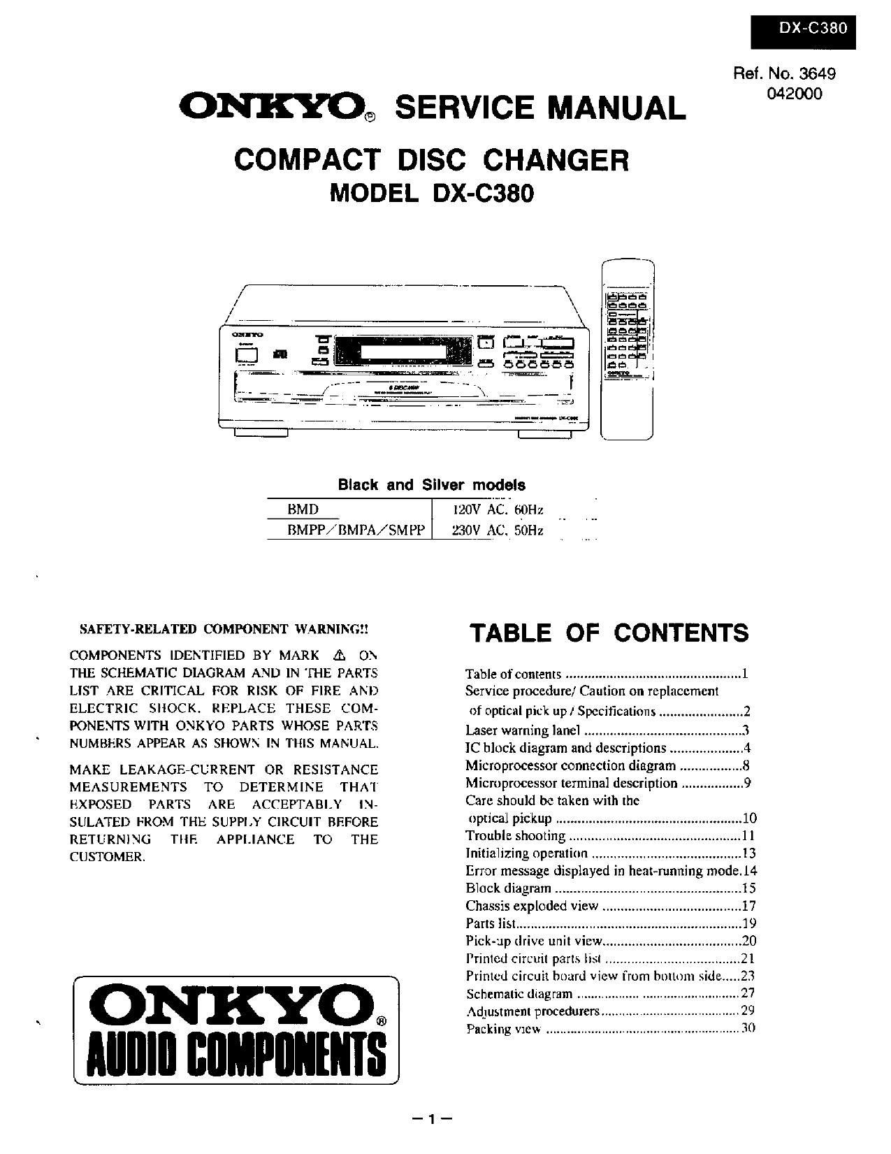 Onkyo DXC 380 Service Manual