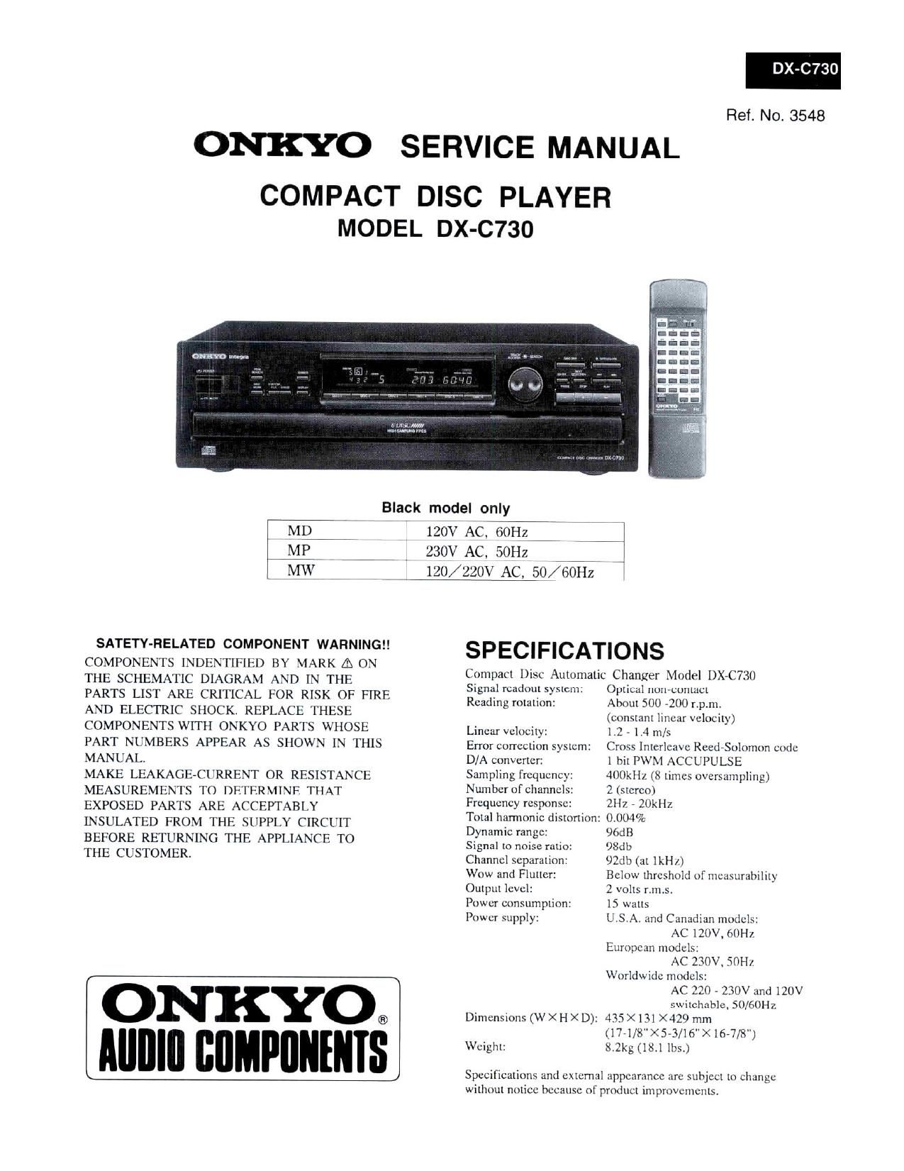 Onkyo DXC 730 Service Manual