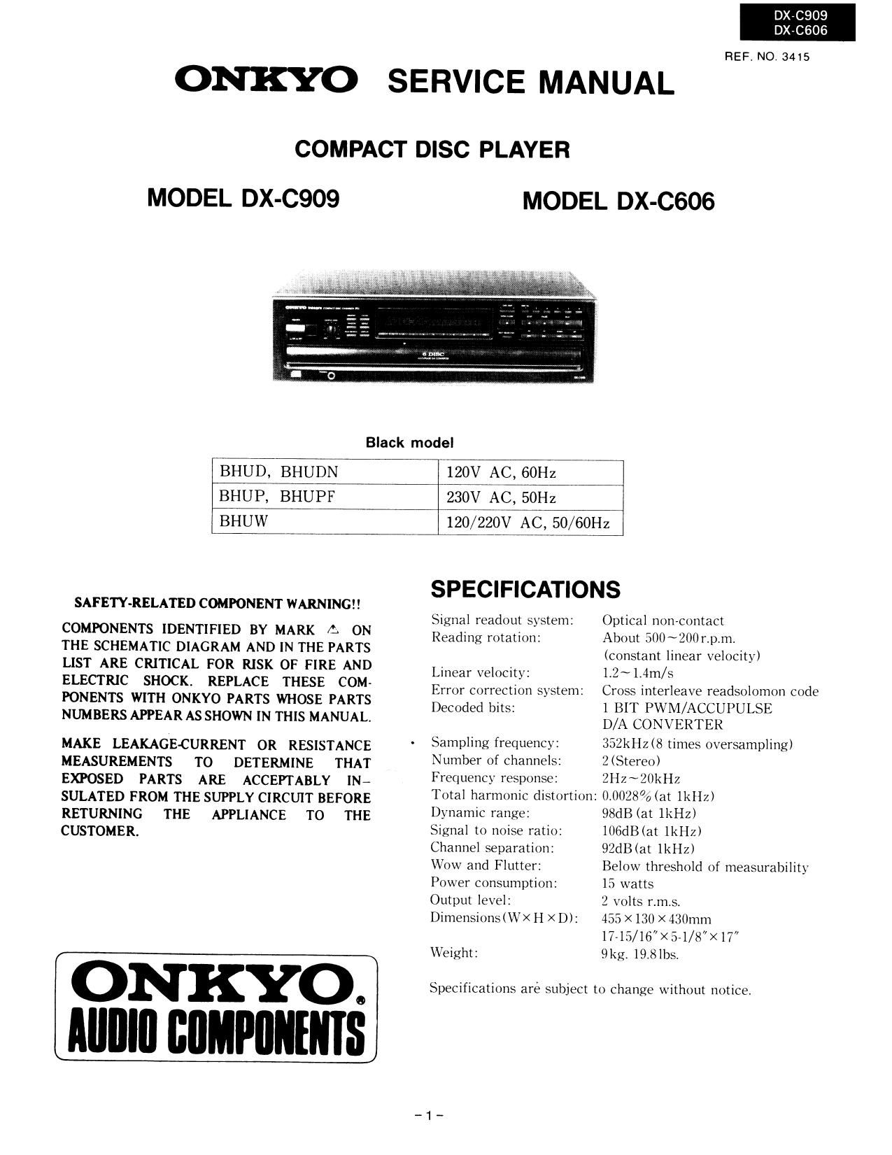 Onkyo DXC 909 Service Manual