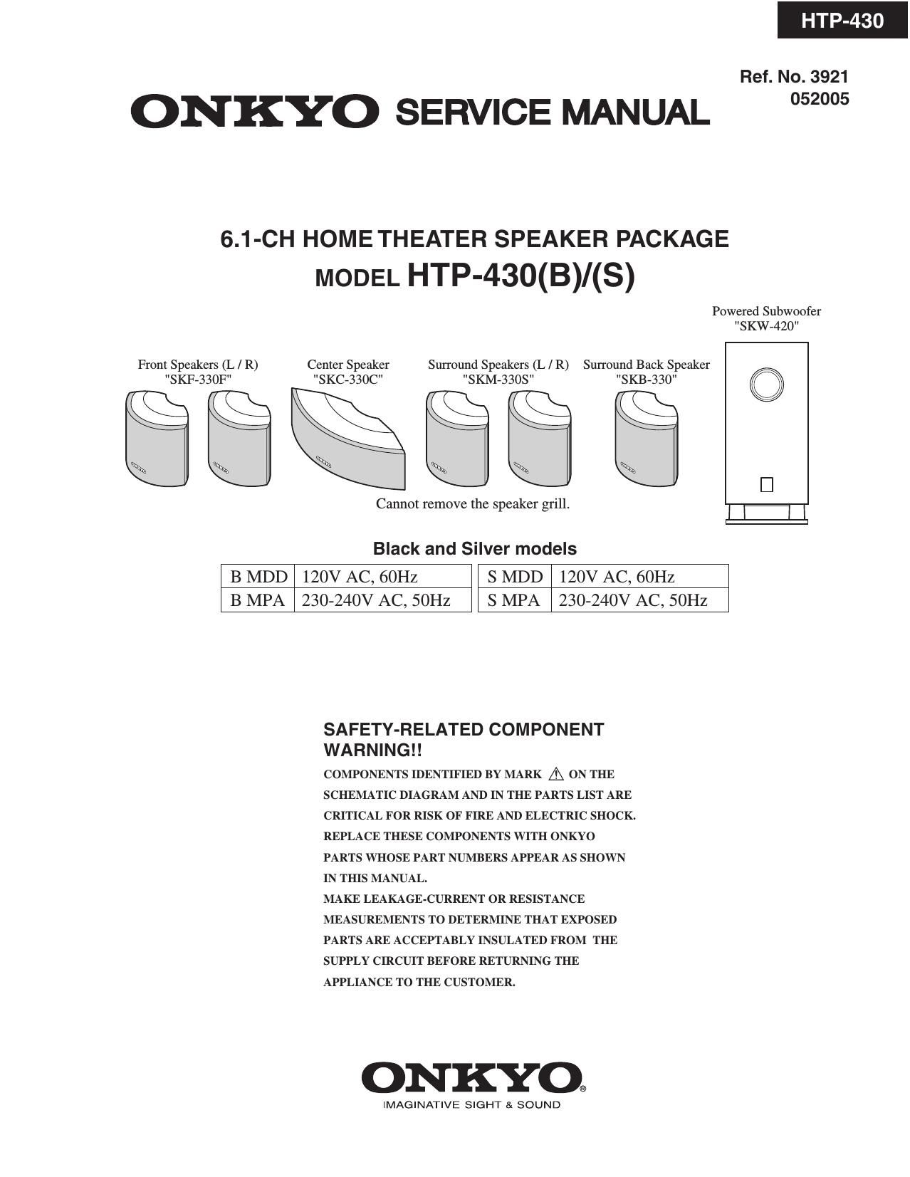 Onkyo HTP 430 Service Manual