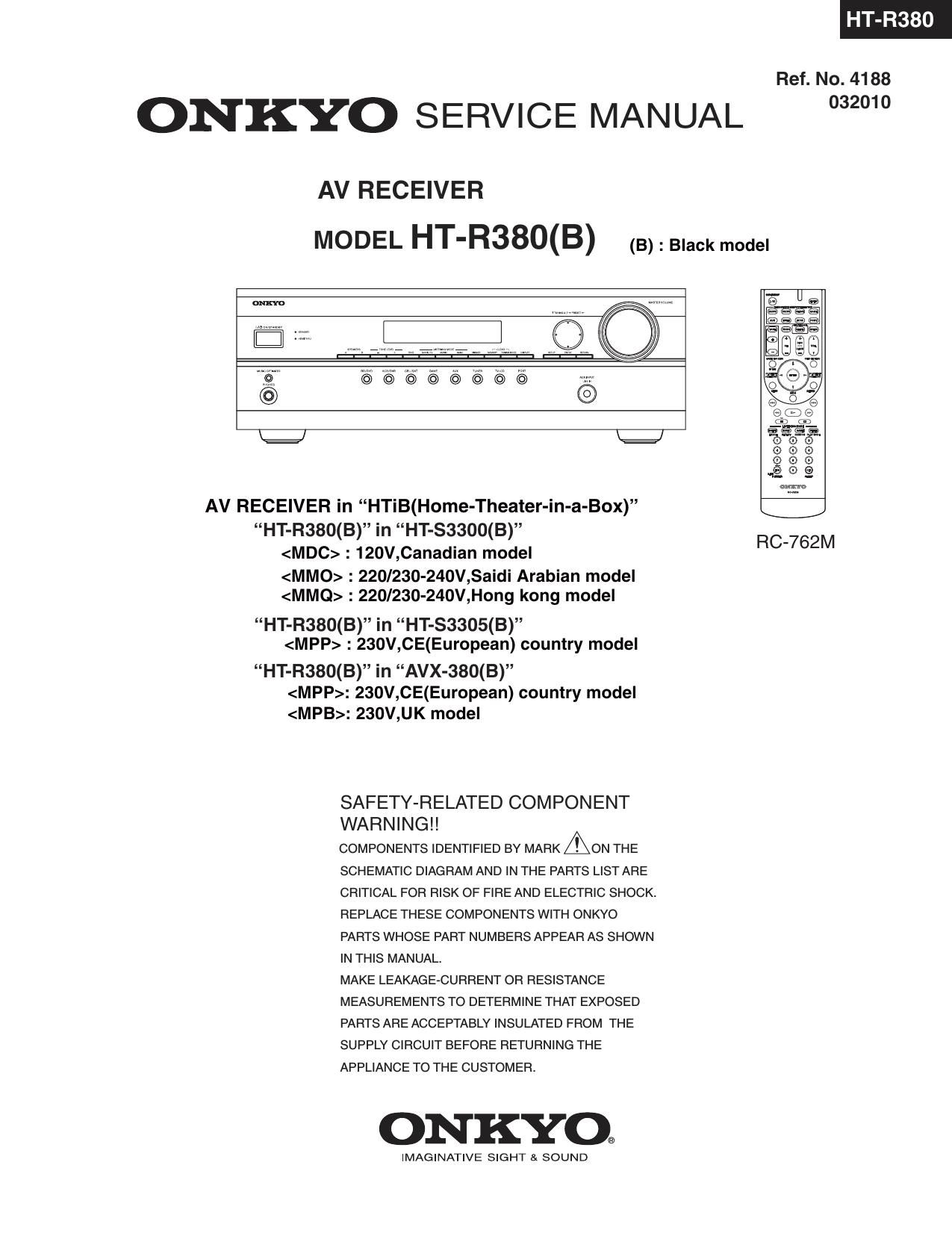 Onkyo HTR 380 Service Manual