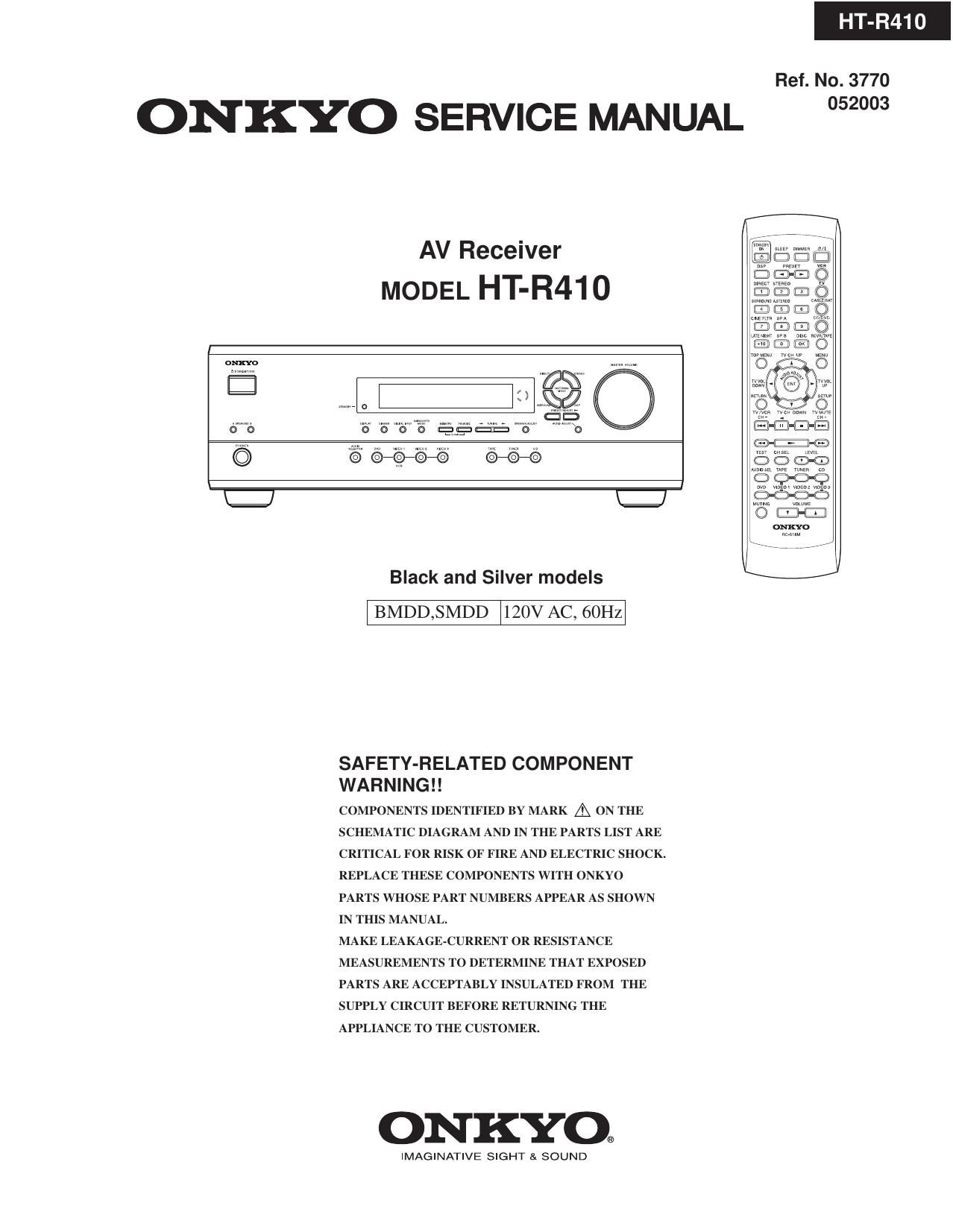 Onkyo HTR 410 Service Manual