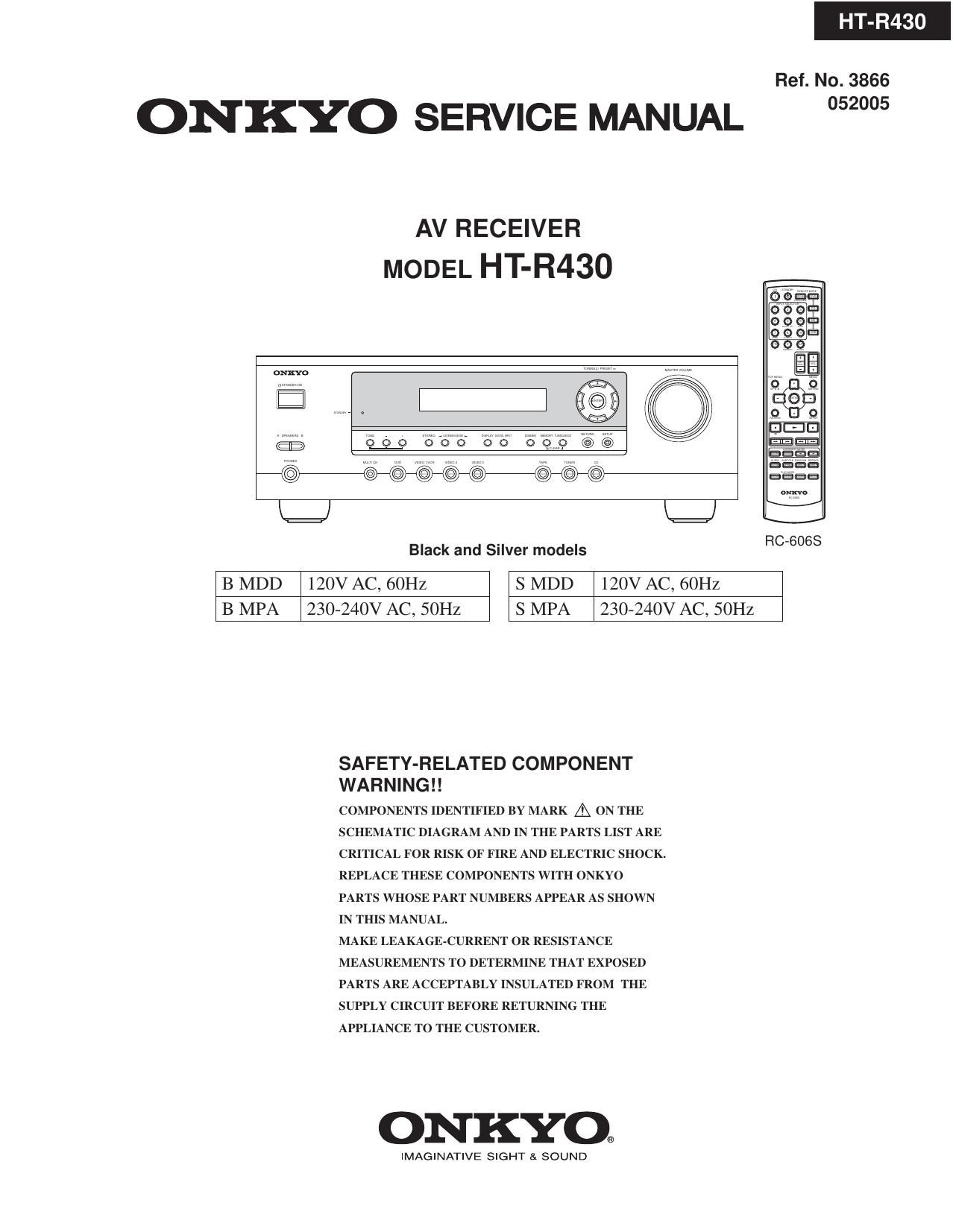 Onkyo HTR 430 Service Manual