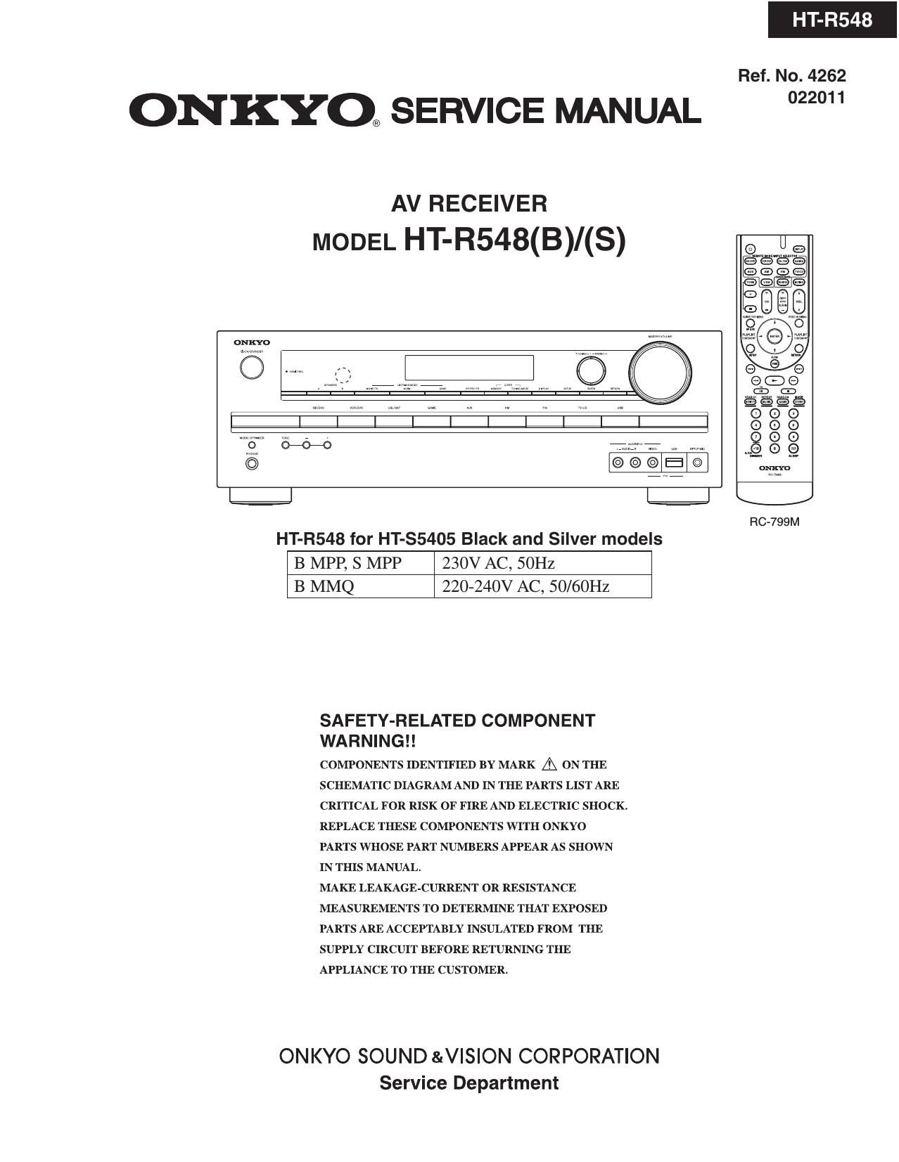 Onkyo HTR 548 Service Manual