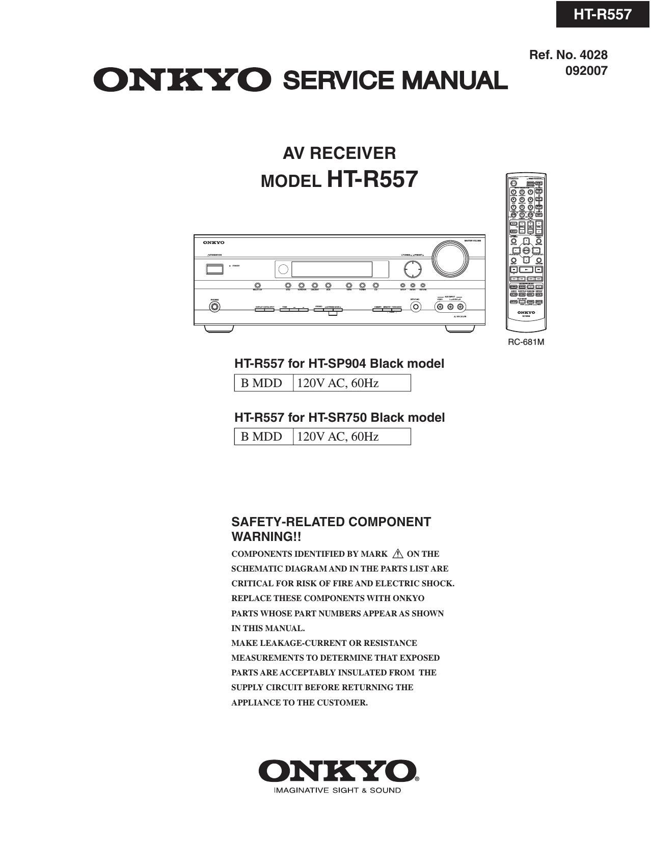 Onkyo HTR 557 Service Manual