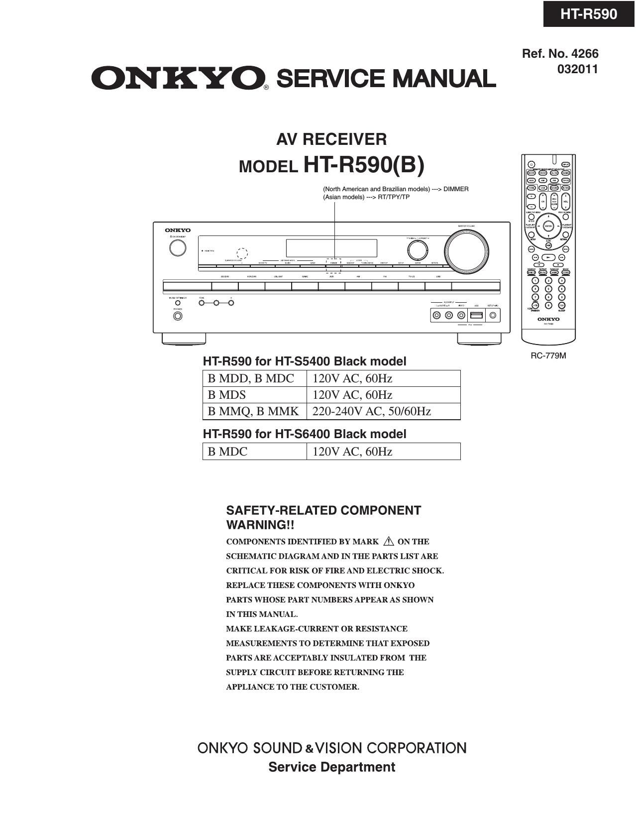 Onkyo HTR 590 Service Manual