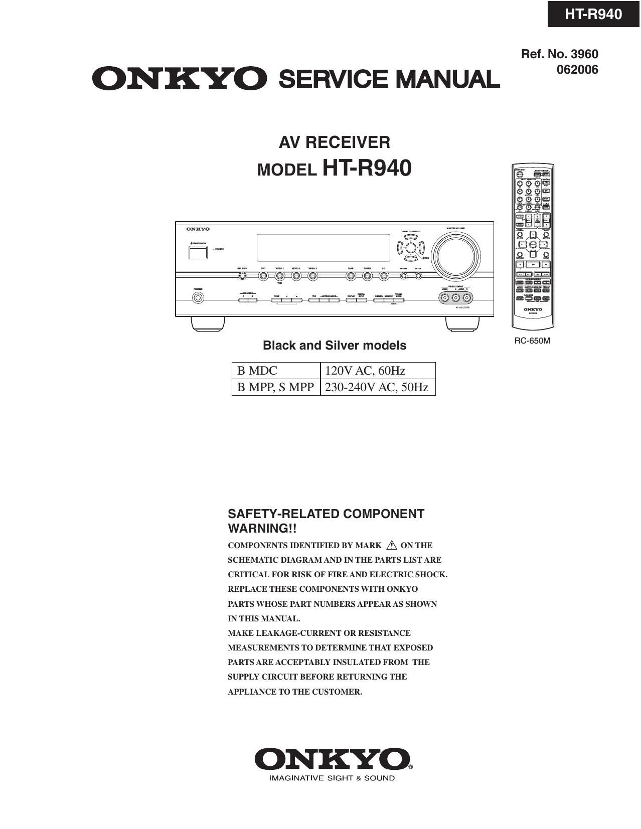 Onkyo HTR 940 Service Manual