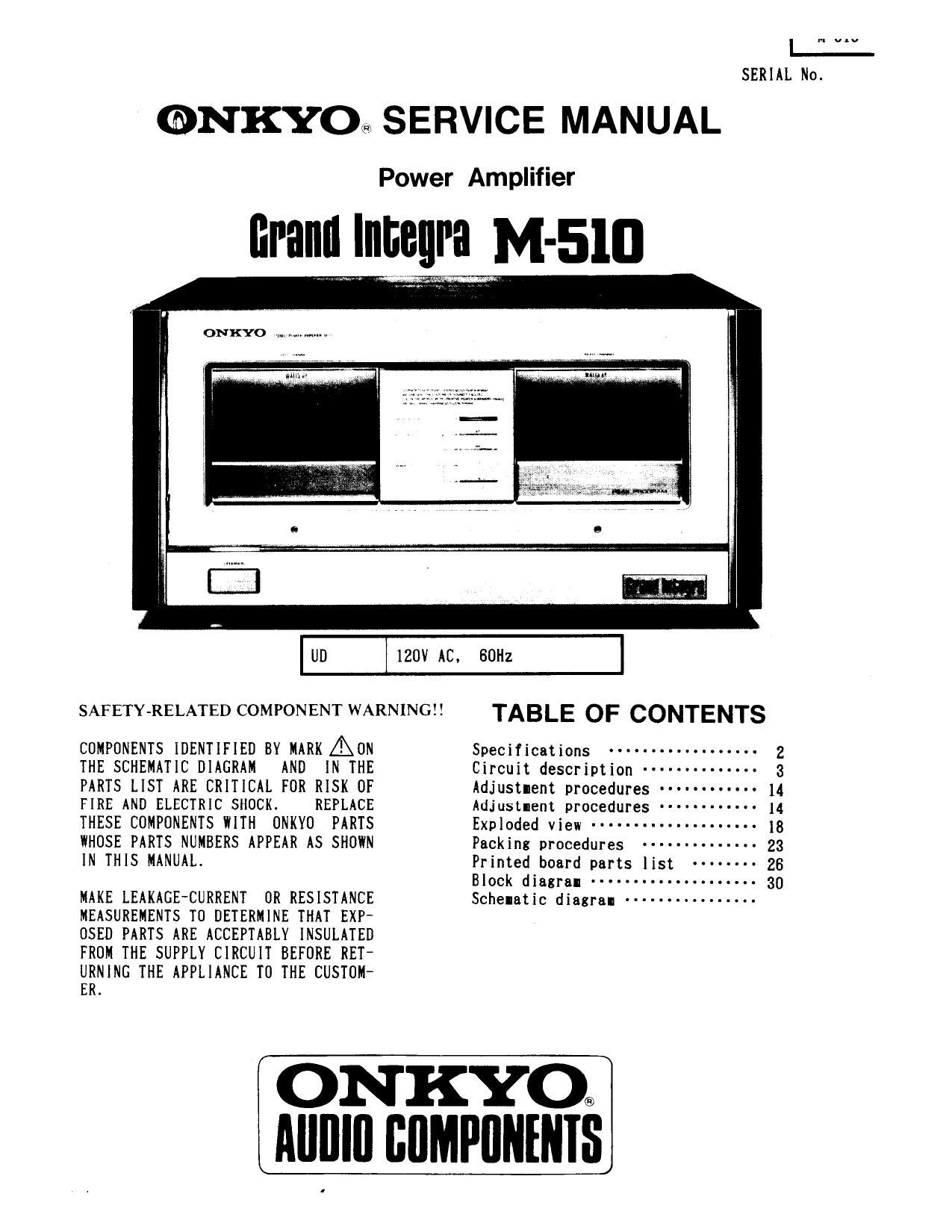 Onkyo M 510 Service Manual